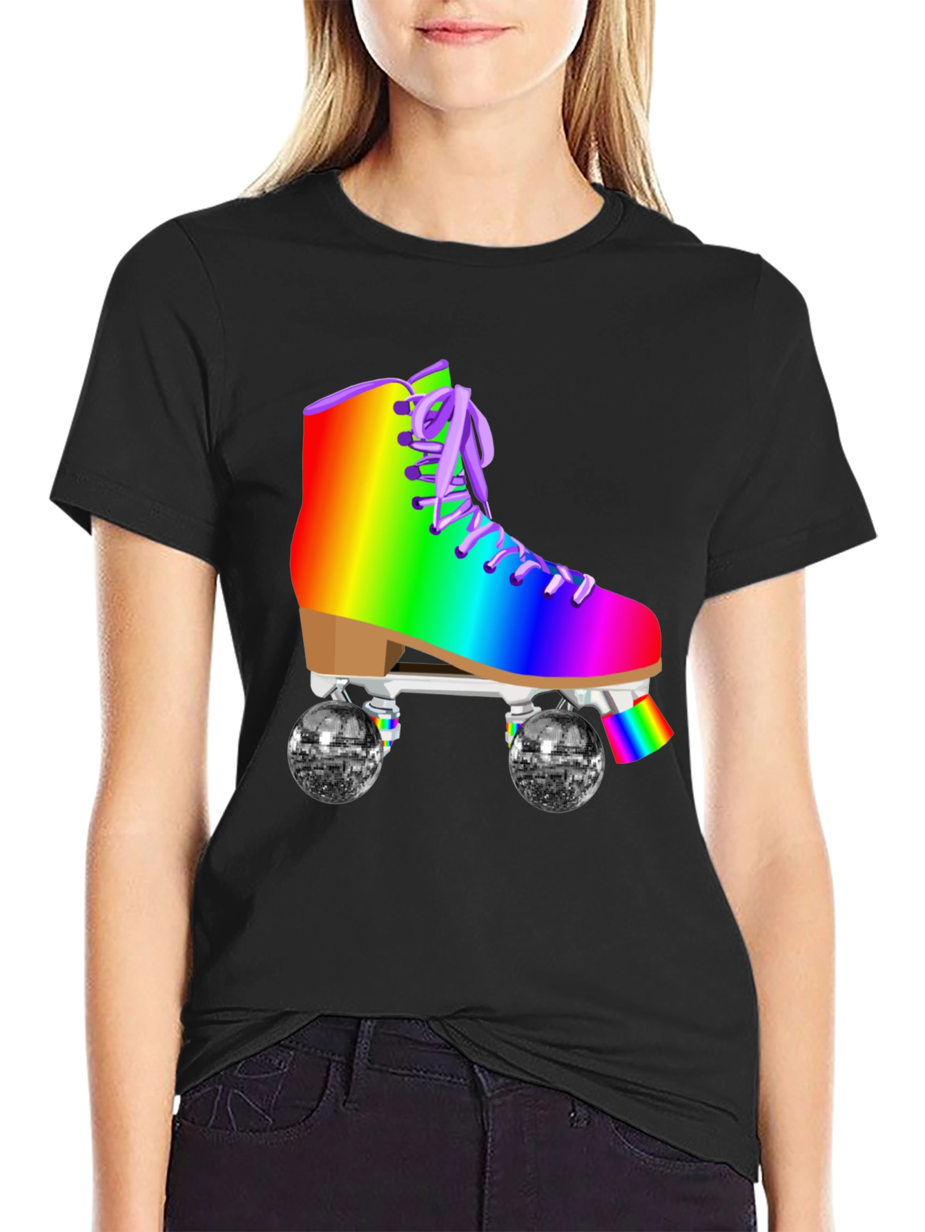 Rainbow Roller Skate Graphic T-Shirt