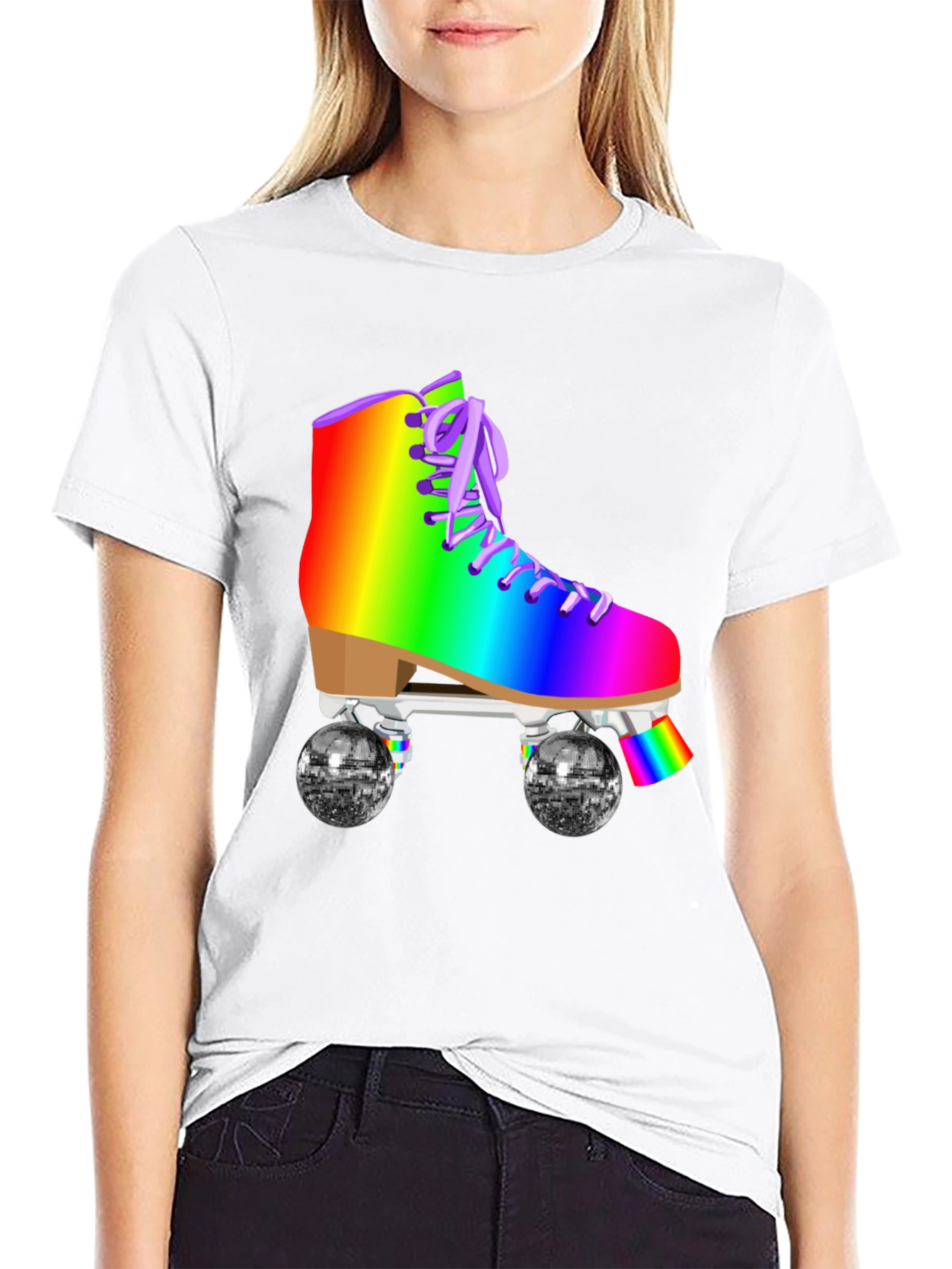 Rainbow Roller Skate Graphic T-Shirt