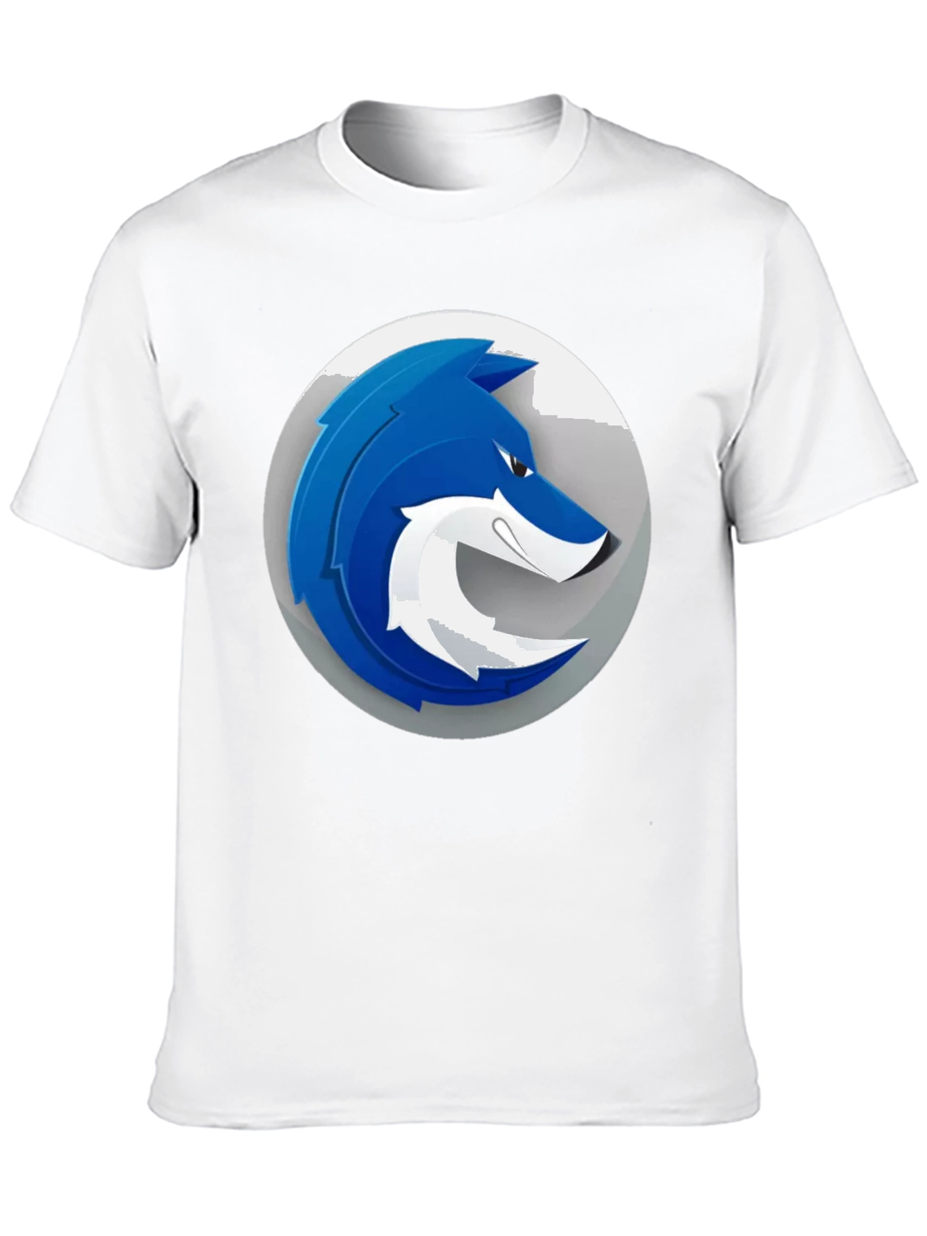 Mens Black T-Shirt with Blue Wolf Graphic Print