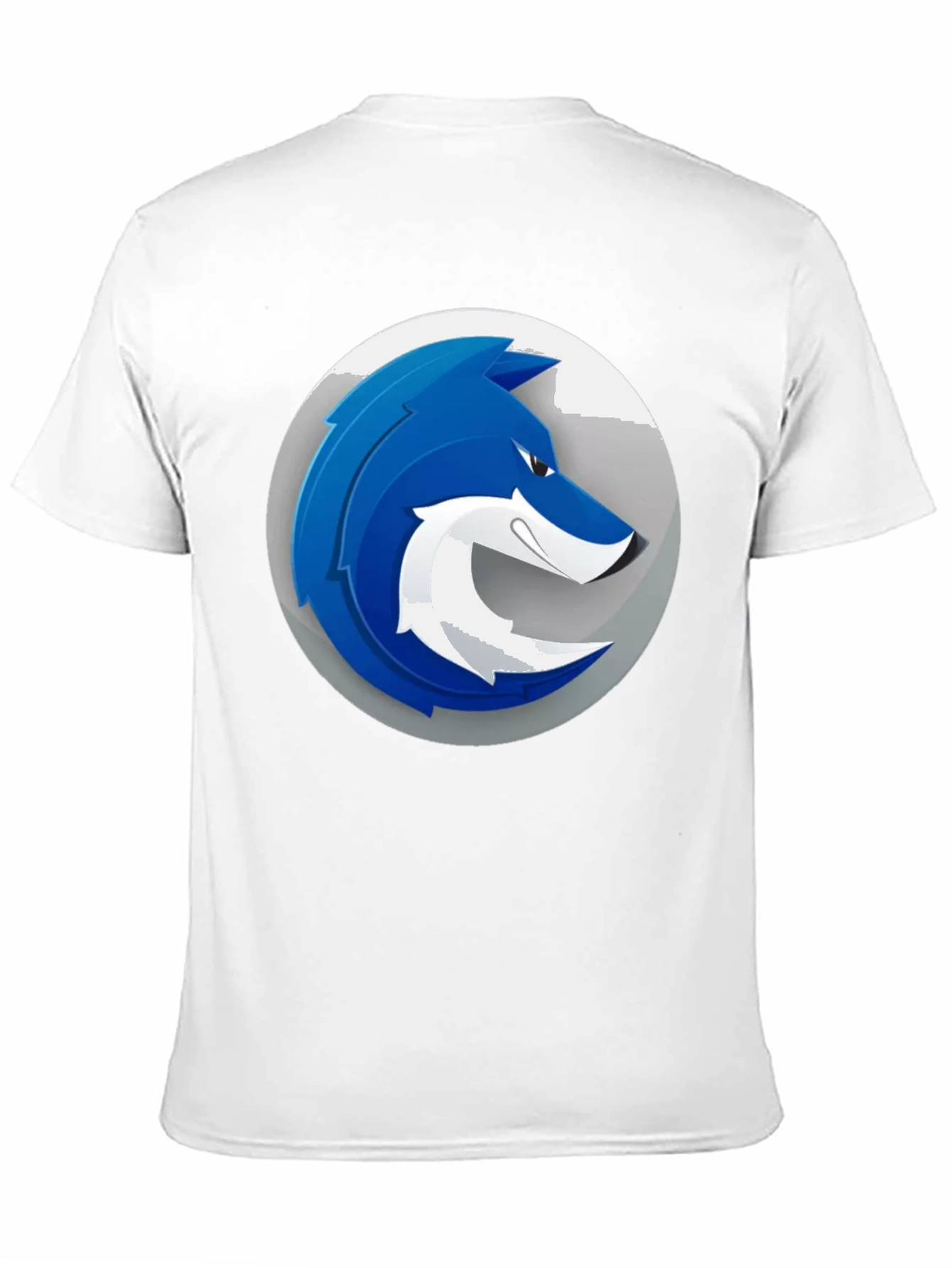 Mens Black T-Shirt with Blue Wolf Graphic Print