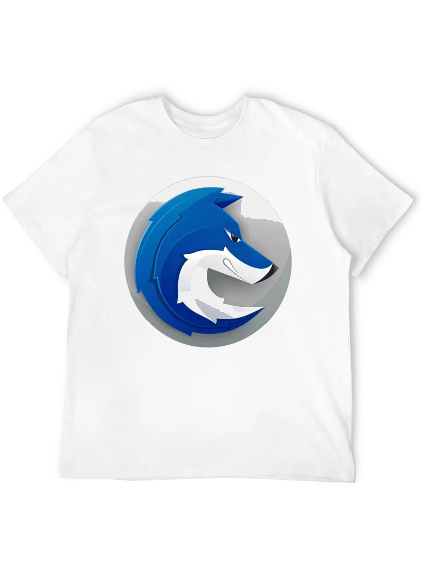 Mens Black T-Shirt with Blue Wolf Graphic Print