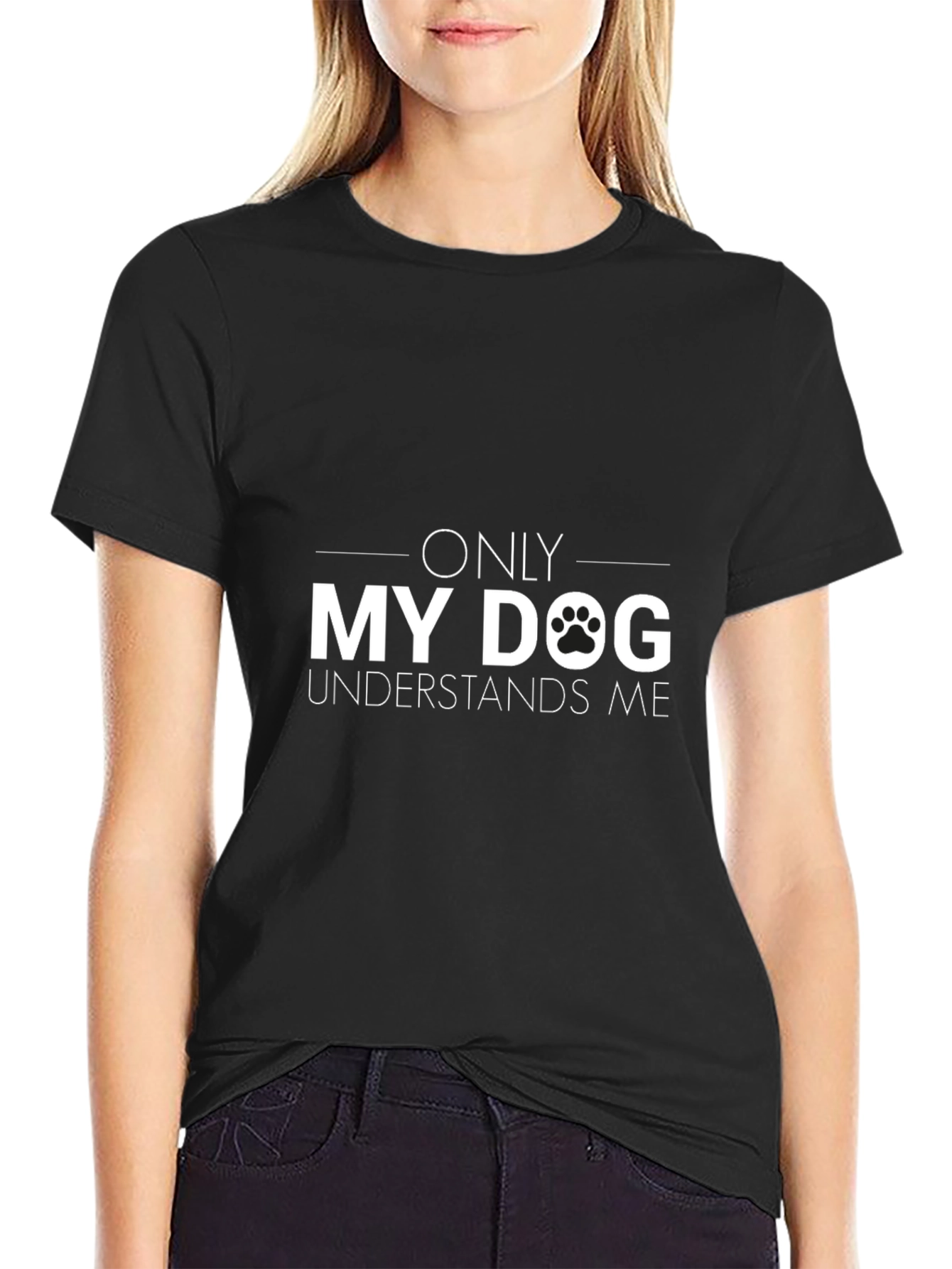 Only My Dog Understands Me Black Graphic Tee