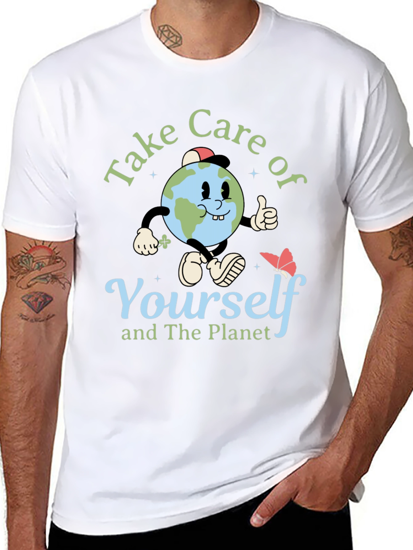 Take Care Earth Graphic T-Shirt Planet Conservation Tee