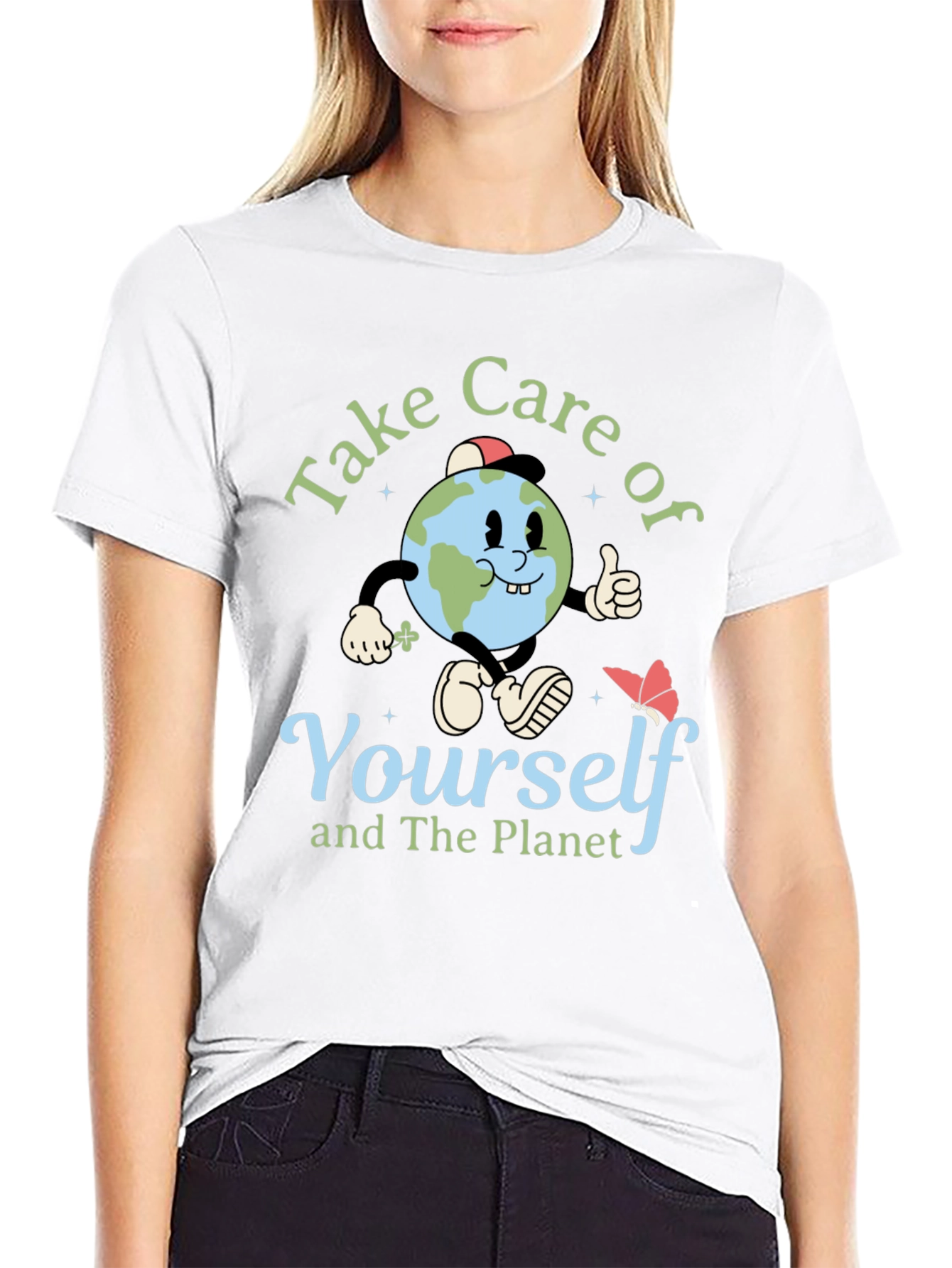 Take Care Earth Graphic T-Shirt Planet Conservation Tee