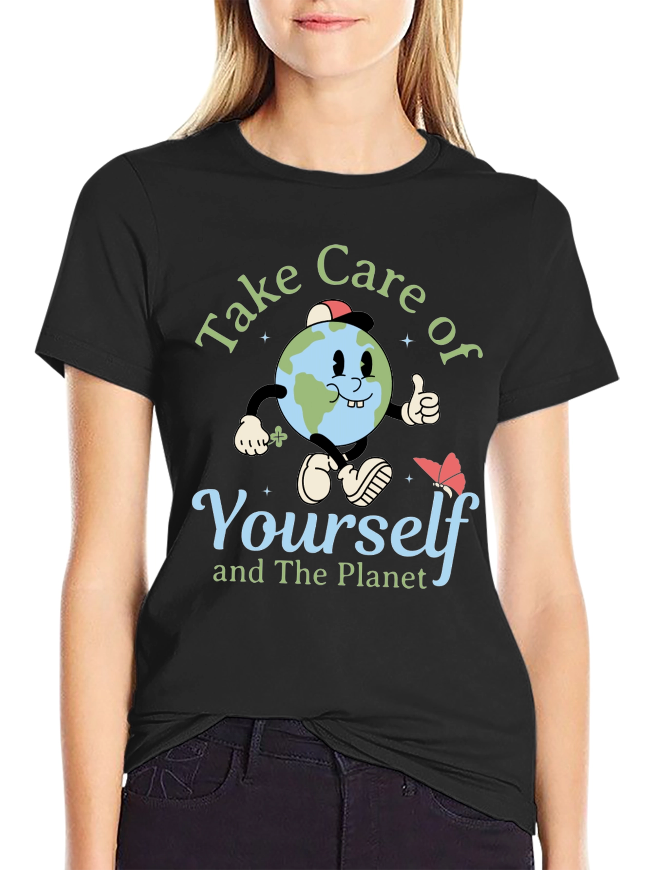 Take Care Earth Graphic T-Shirt Planet Conservation Tee