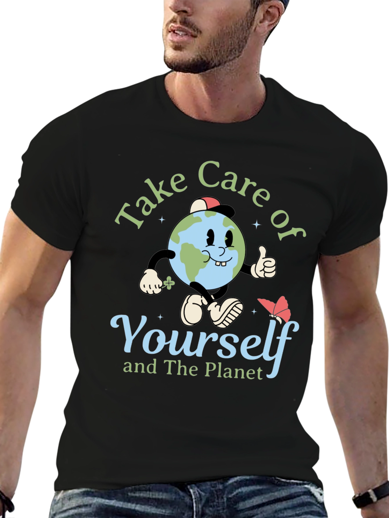 Take Care Earth Graphic T-Shirt Planet Conservation Tee