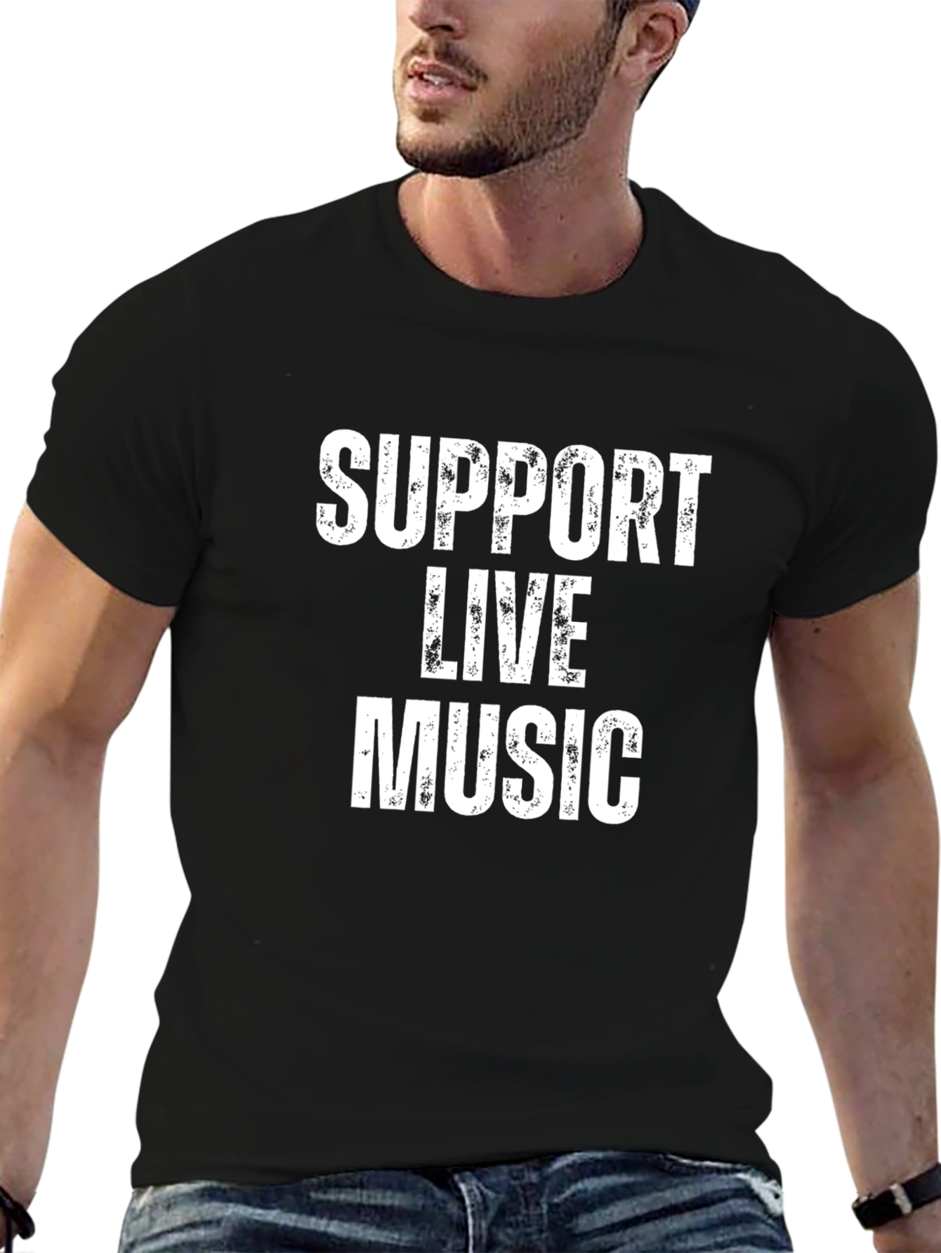 Support Live Music T-Shirt - Black Cotton Tee