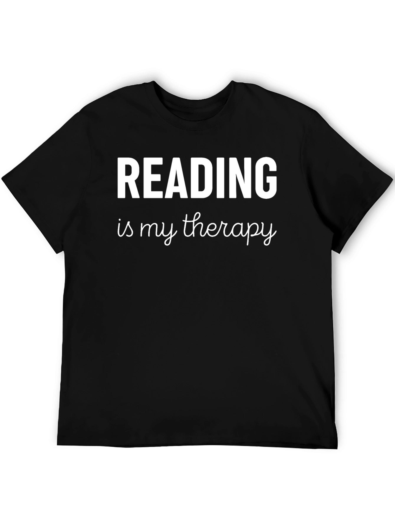 Reading is My Therapy Black T-Shirt