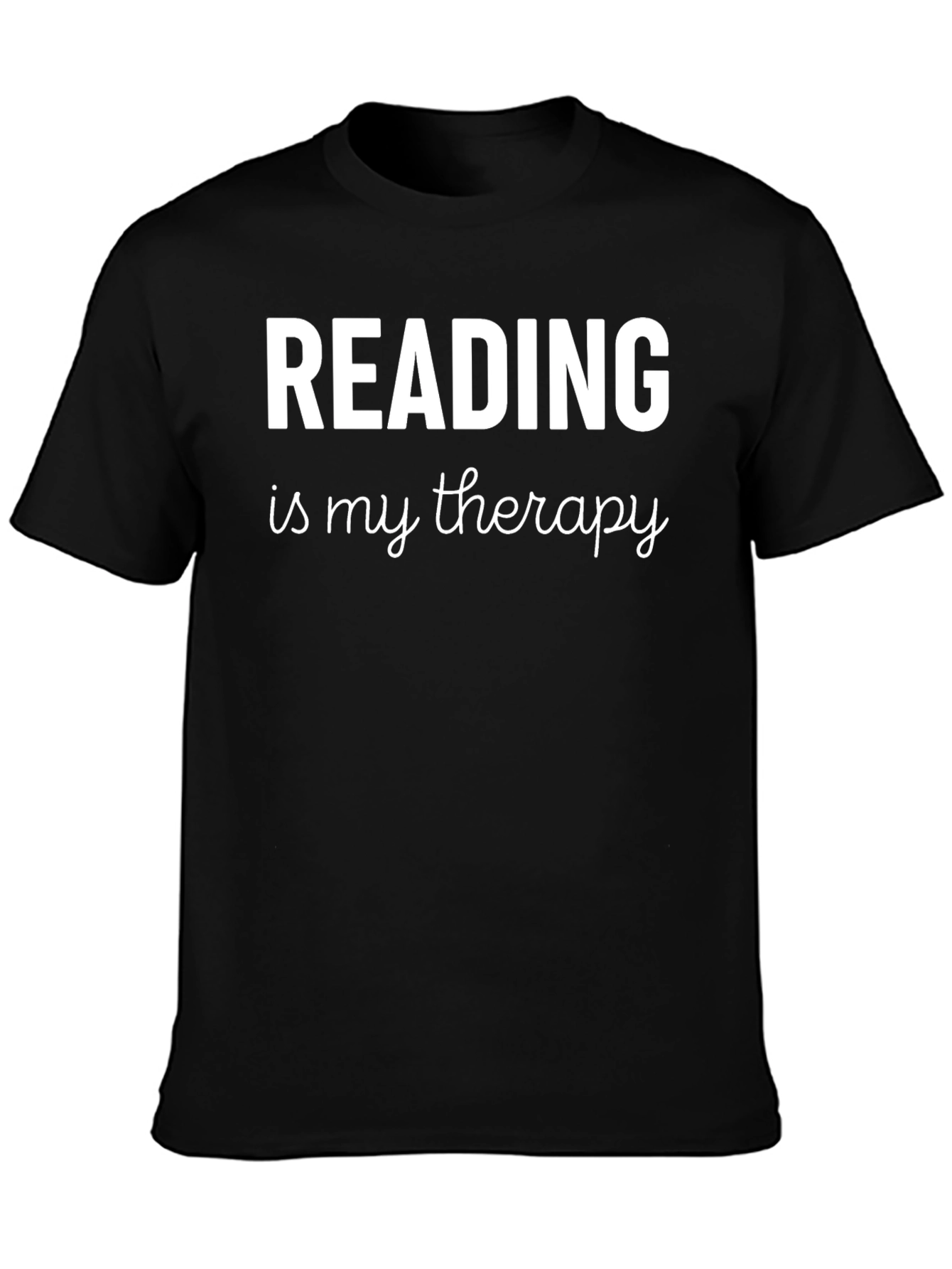Reading is My Therapy Black T-Shirt