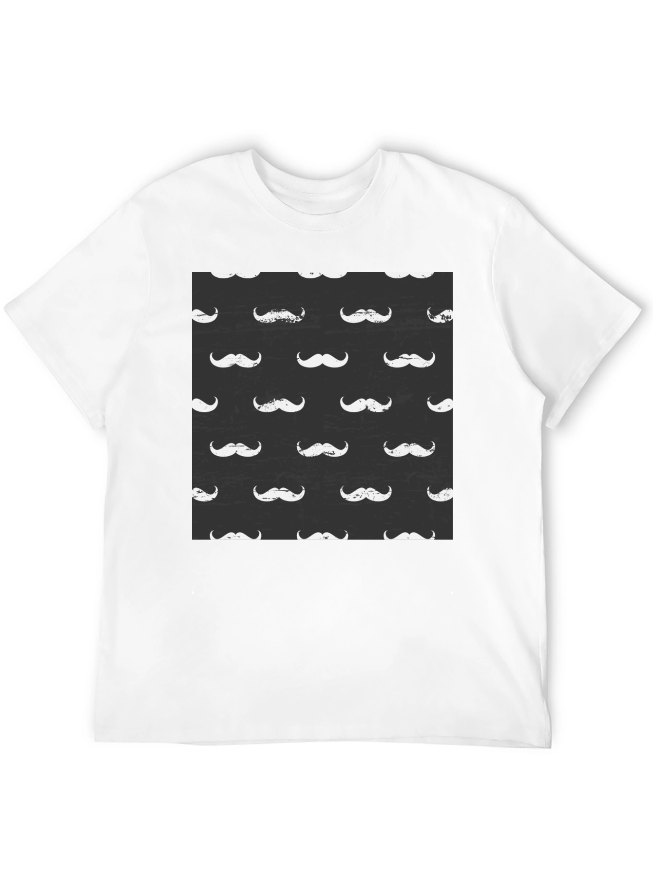 Mustache Pattern Black T-Shirt