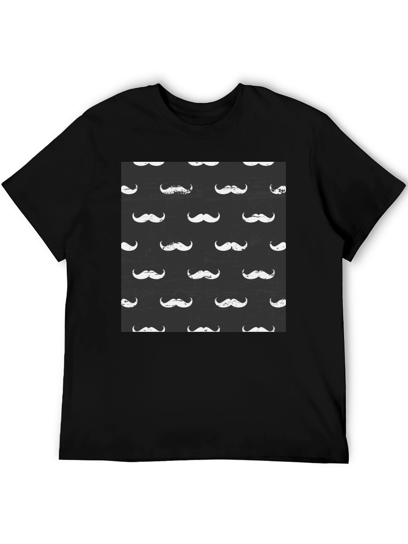 Mustache Pattern Black T-Shirt
