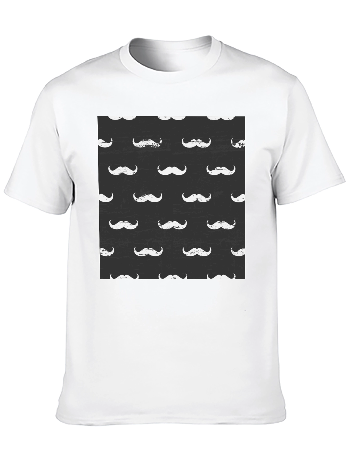 Mustache Pattern Black T-Shirt