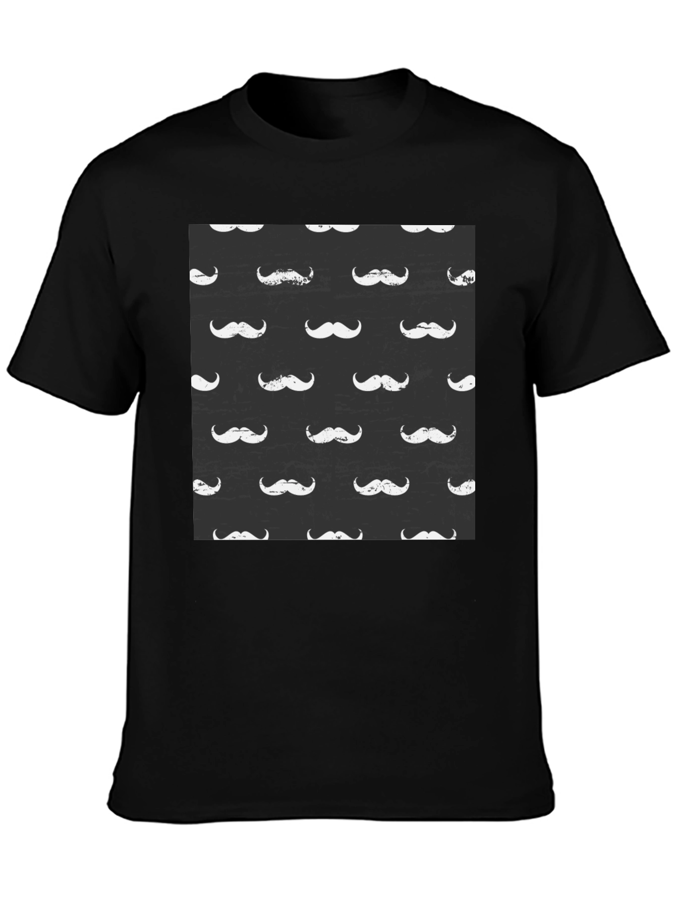 Mustache Pattern Black T-Shirt