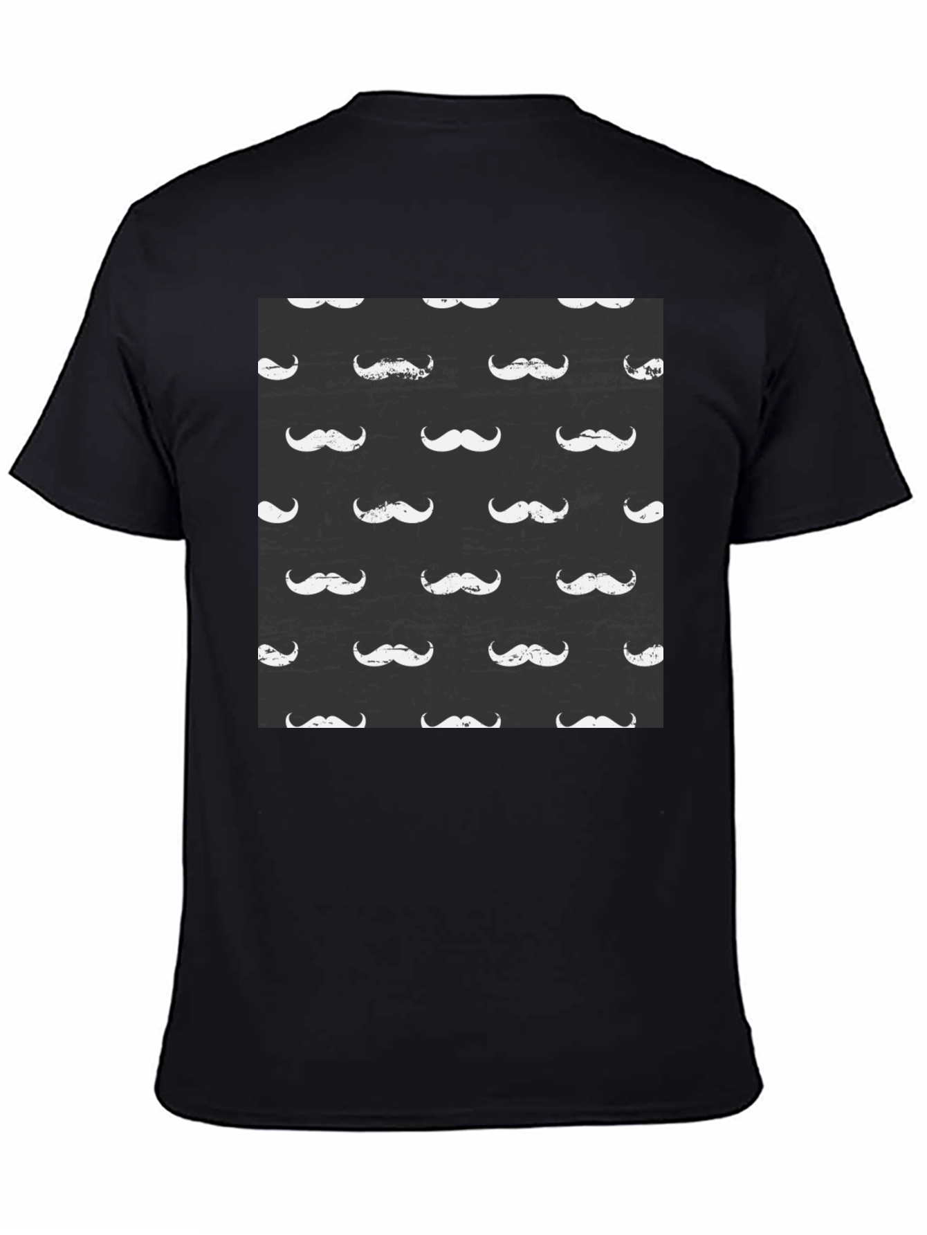 Mustache Pattern Black T-Shirt