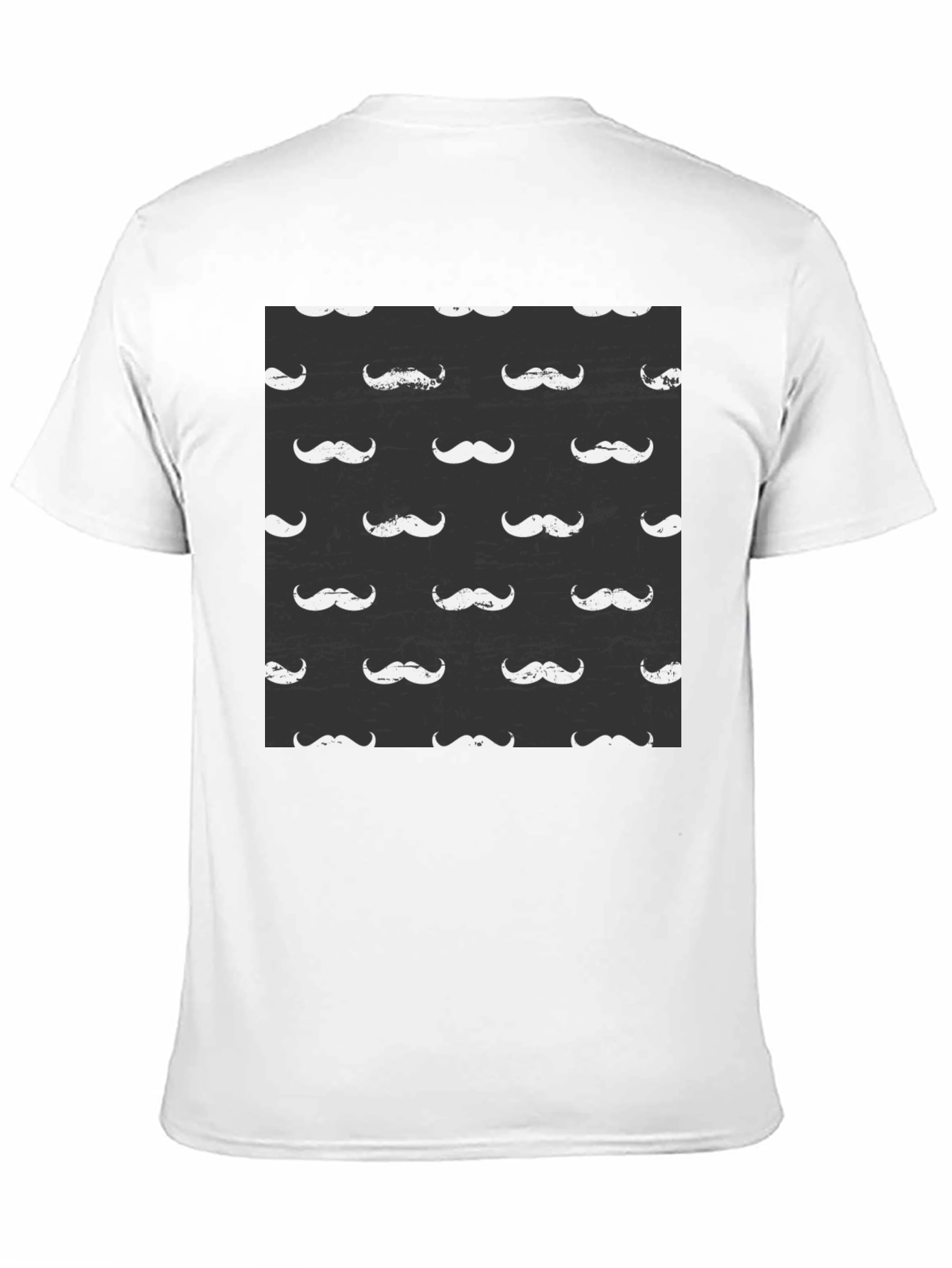Mustache Pattern Black T-Shirt