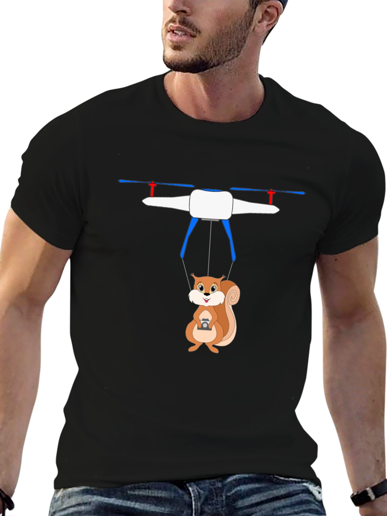 Squirrel Drone T-Shirt - Humorous Graphic Tee