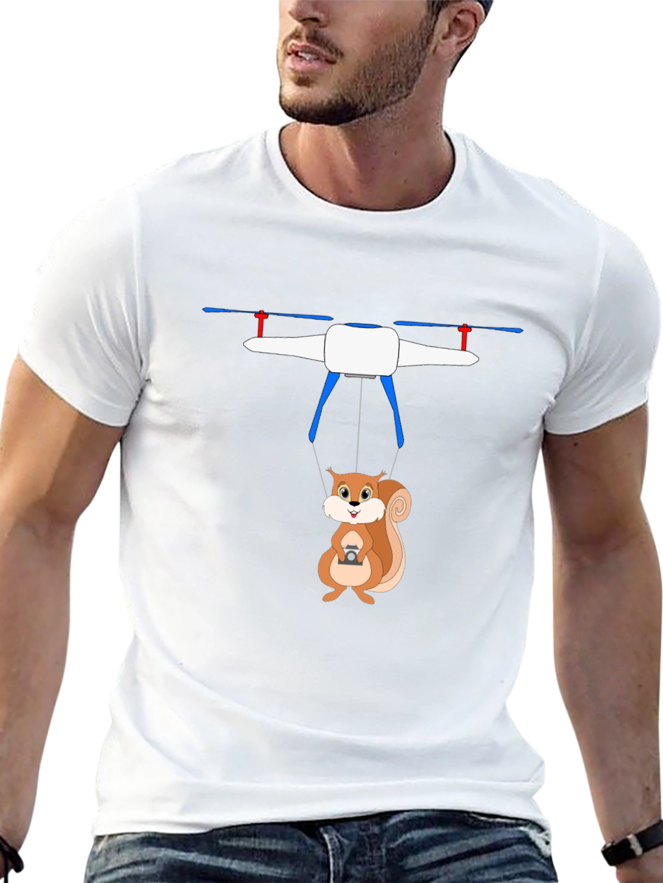 Squirrel Drone T-Shirt - Humorous Graphic Tee