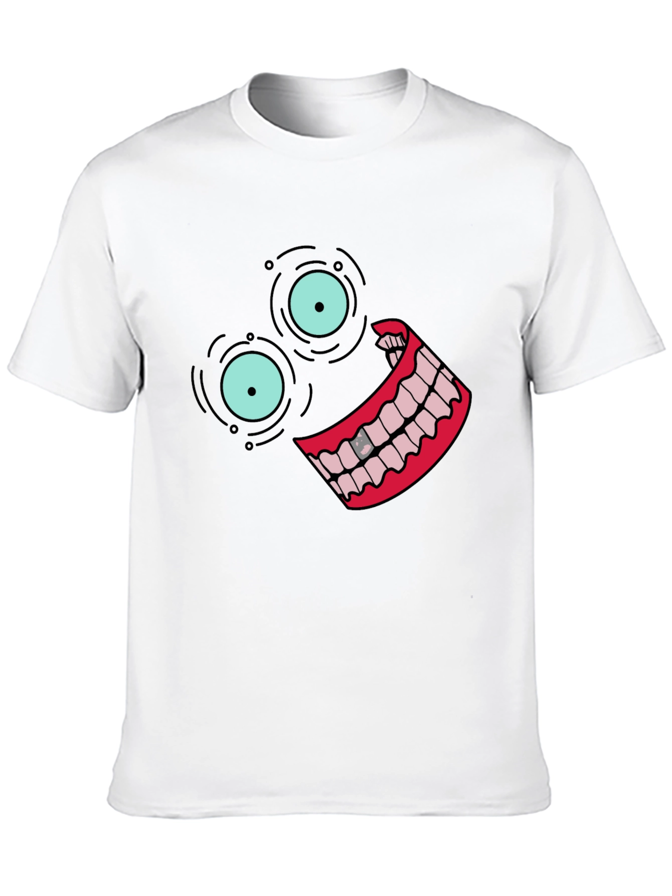 Black T-Shirt with Cartoon Face Design
