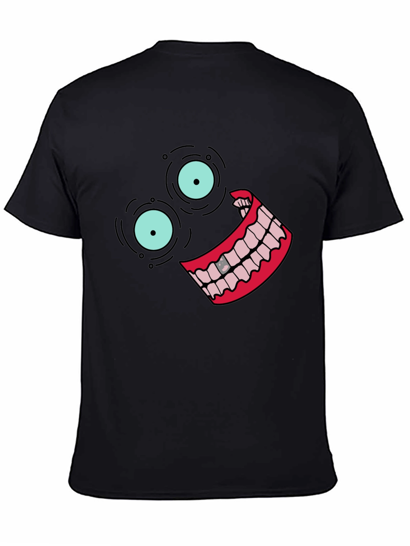 Black T-Shirt with Cartoon Face Design