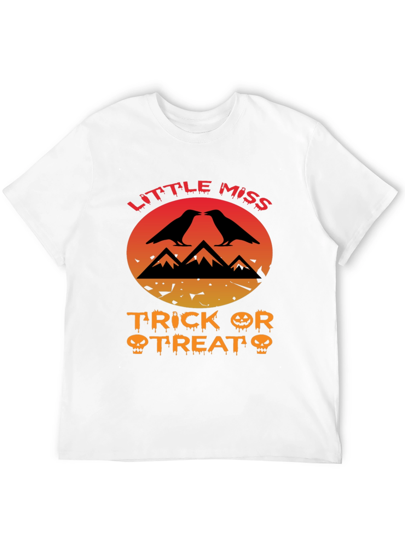Little Miss Trick or Treat Crow Halloween T-Shirt