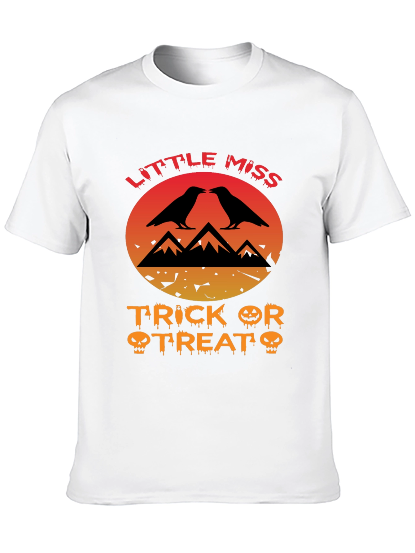 Little Miss Trick or Treat Crow Halloween T-Shirt