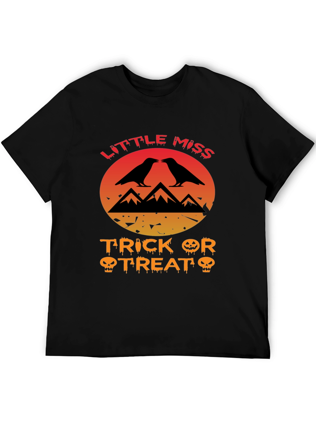 Little Miss Trick or Treat Crow Halloween T-Shirt