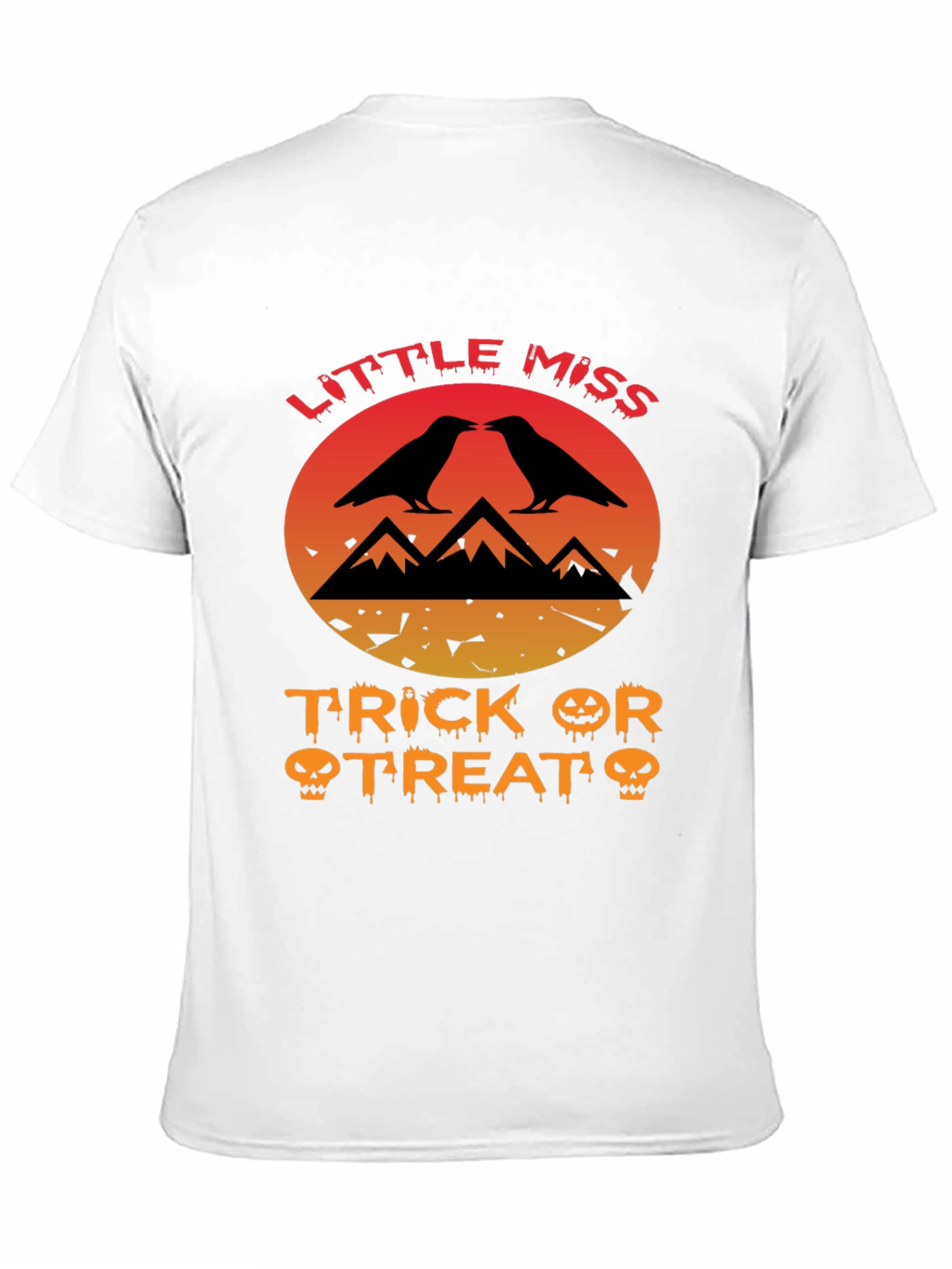 Little Miss Trick or Treat Crow Halloween T-Shirt