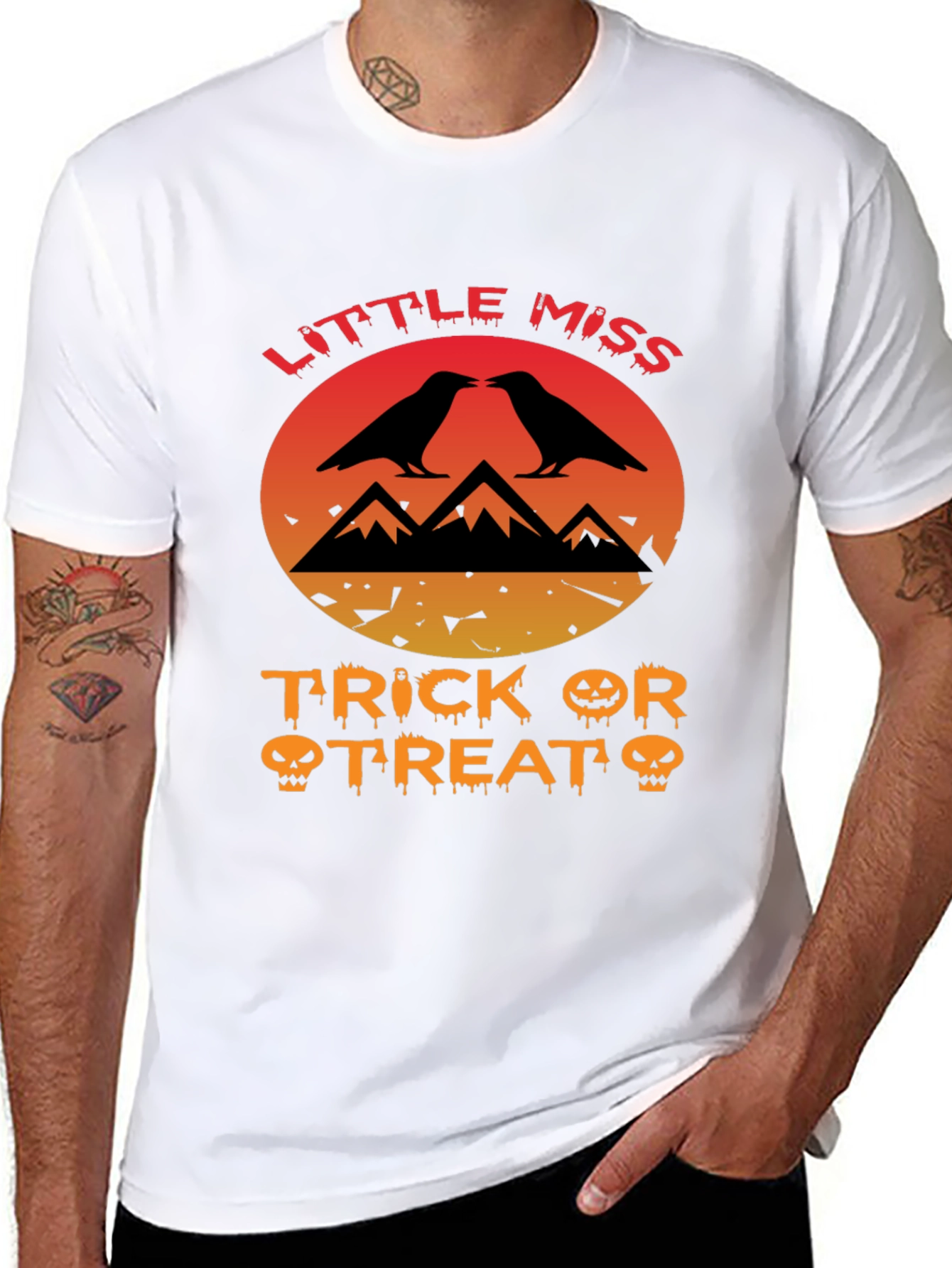Little Miss Trick or Treat Crow Halloween T-Shirt