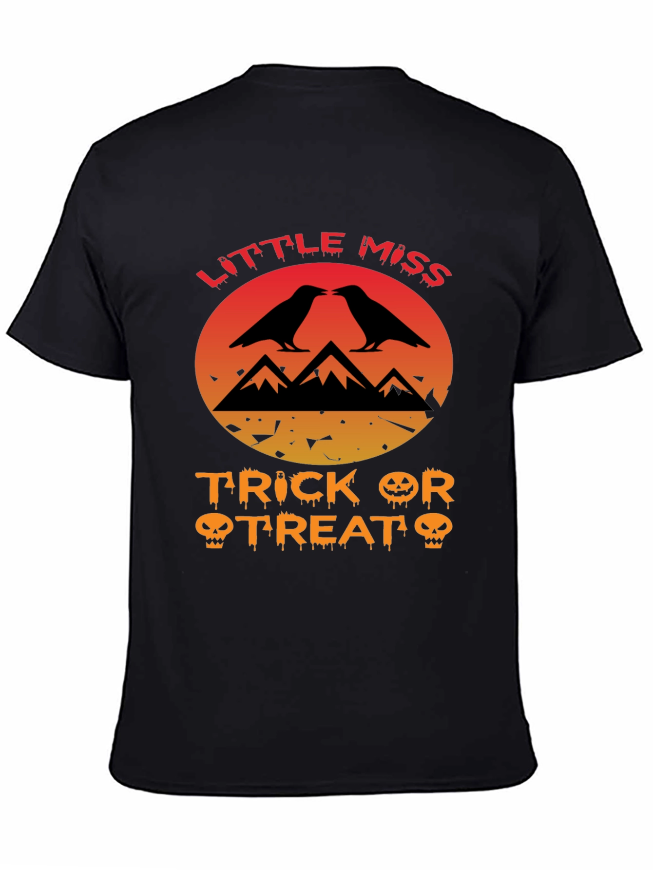 Little Miss Trick or Treat Crow Halloween T-Shirt