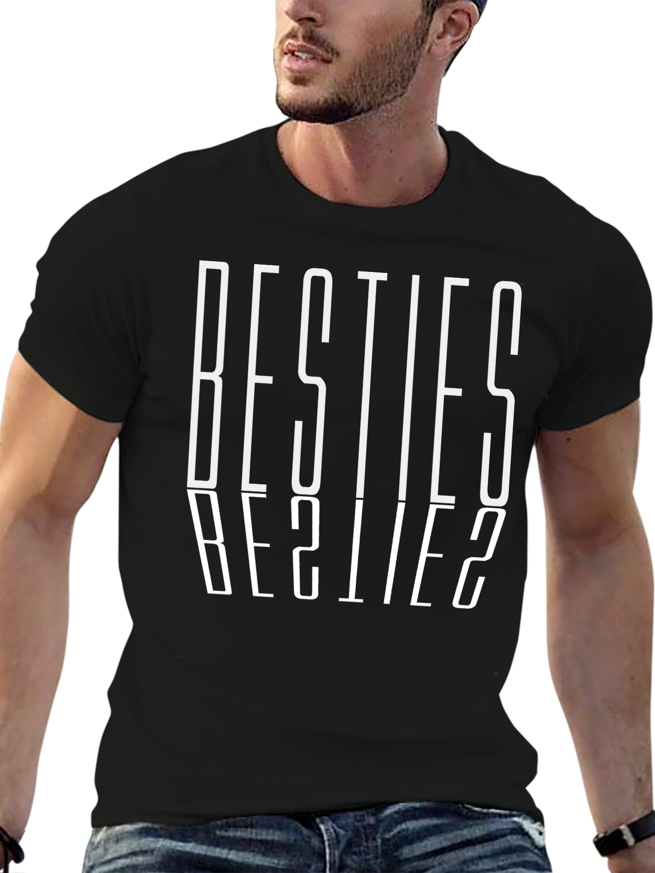 Besties Graphic Tee - Black Crewneck T-Shirt