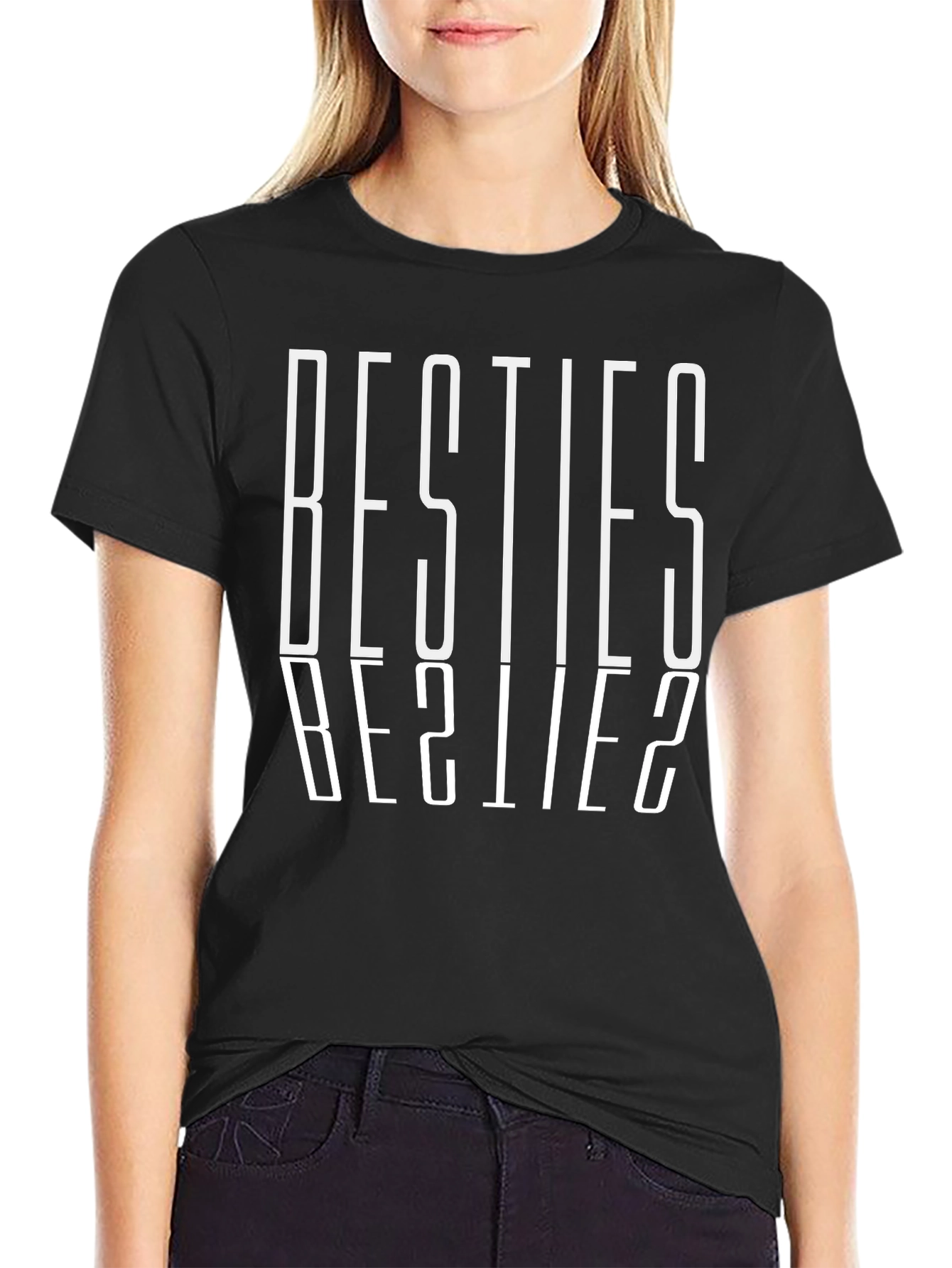 Besties Graphic Tee - Black Crewneck T-Shirt