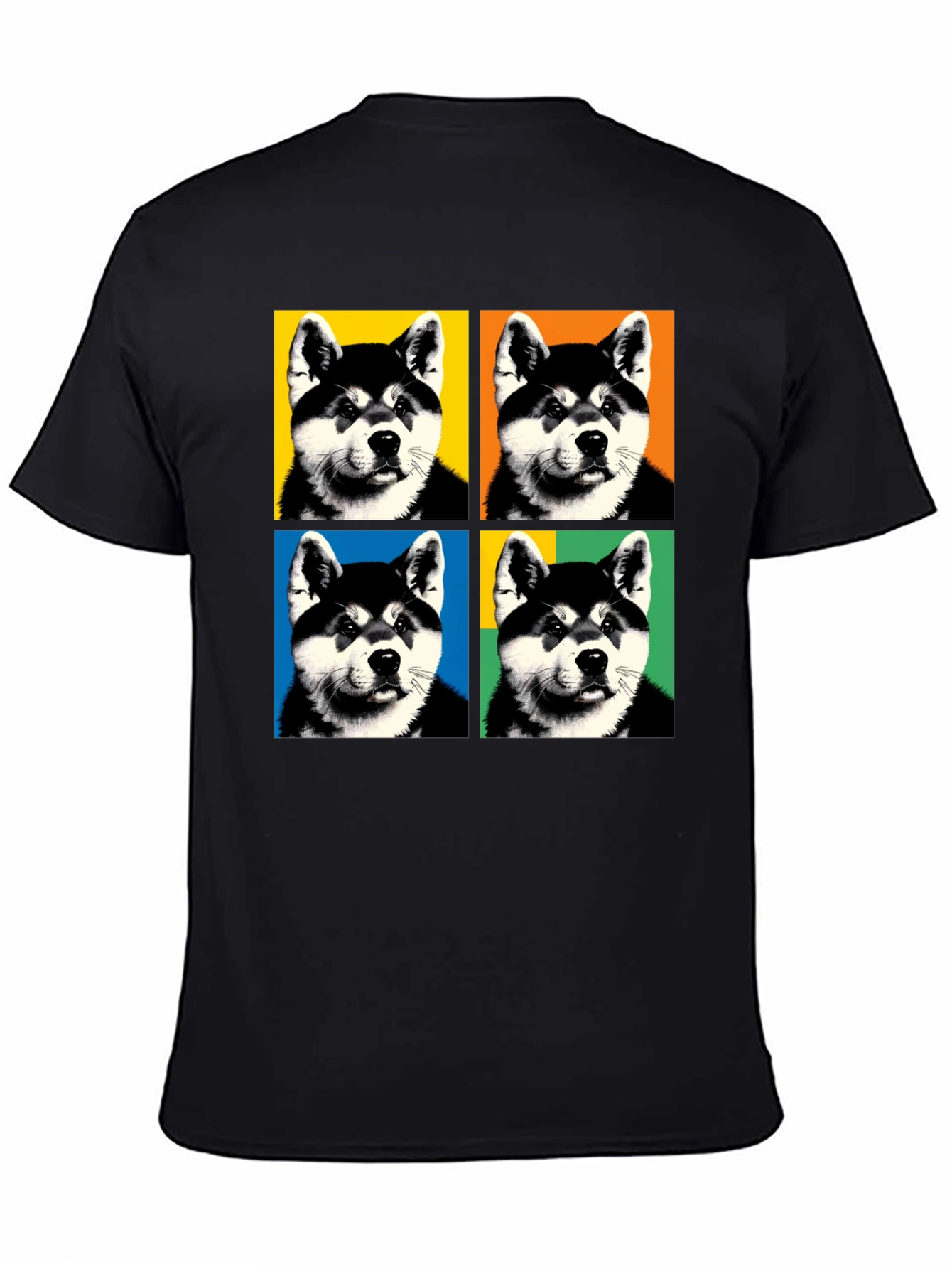 Pop Art Dog Graphic Black T-Shirt
