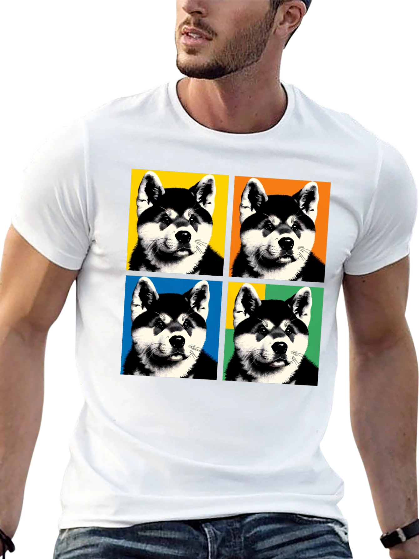 Pop Art Dog Graphic Black T-Shirt