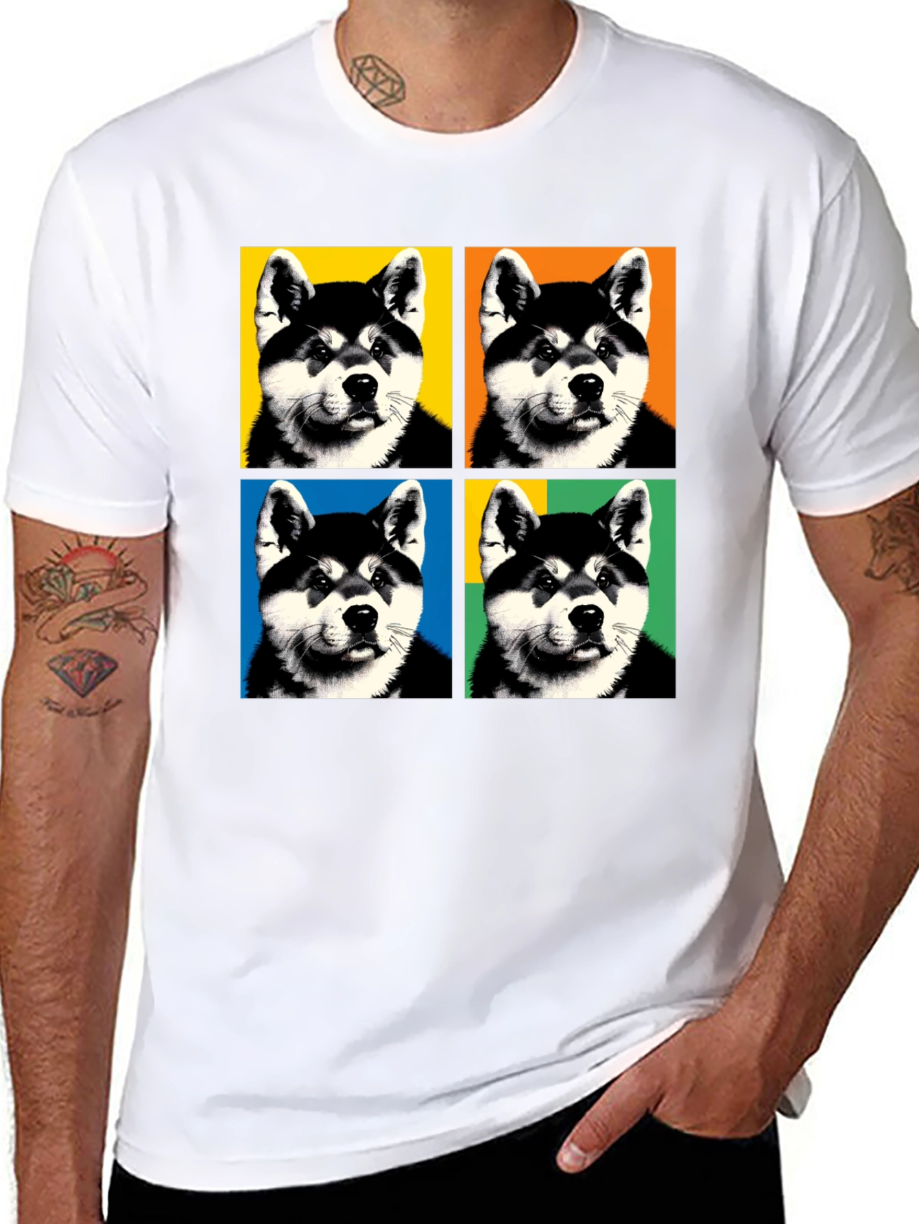 Pop Art Dog Graphic Black T-Shirt