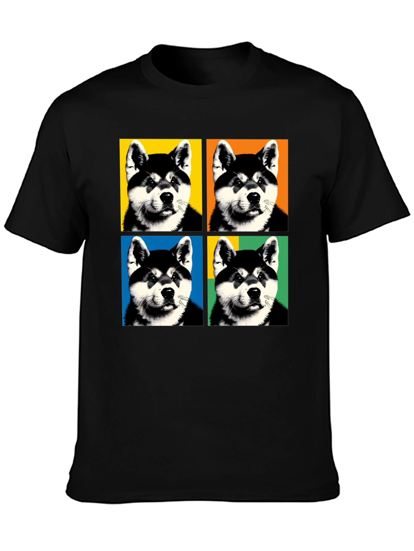 Pop Art Dog Graphic Black T-Shirt