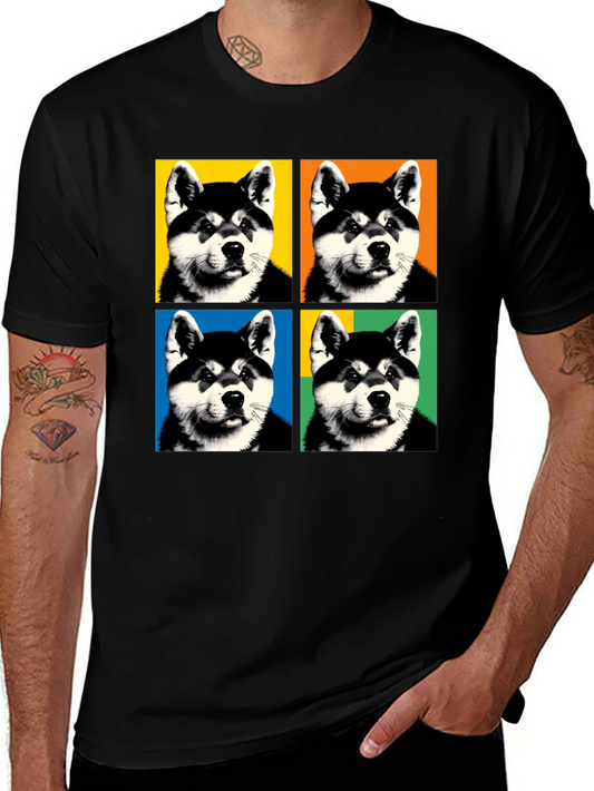 Pop Art Dog Graphic Black T-Shirt