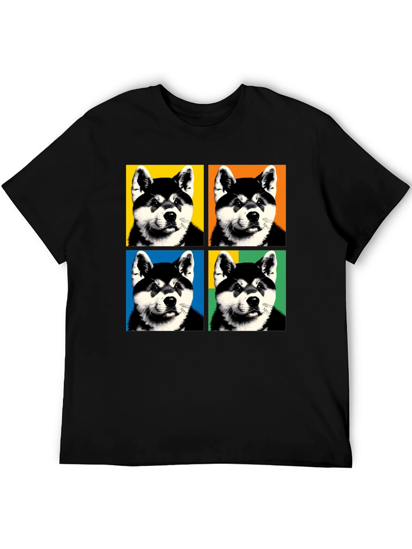 Pop Art Dog Graphic Black T-Shirt