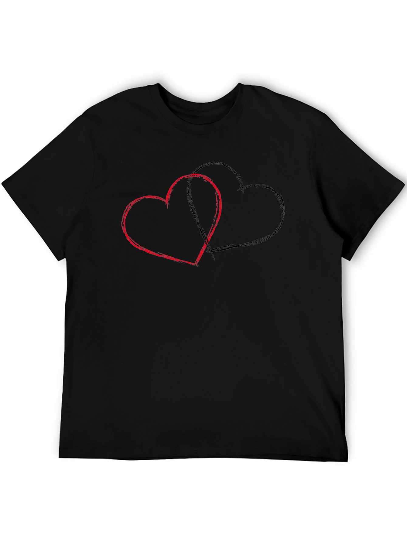 Mens Black T-Shirt with Heart Design