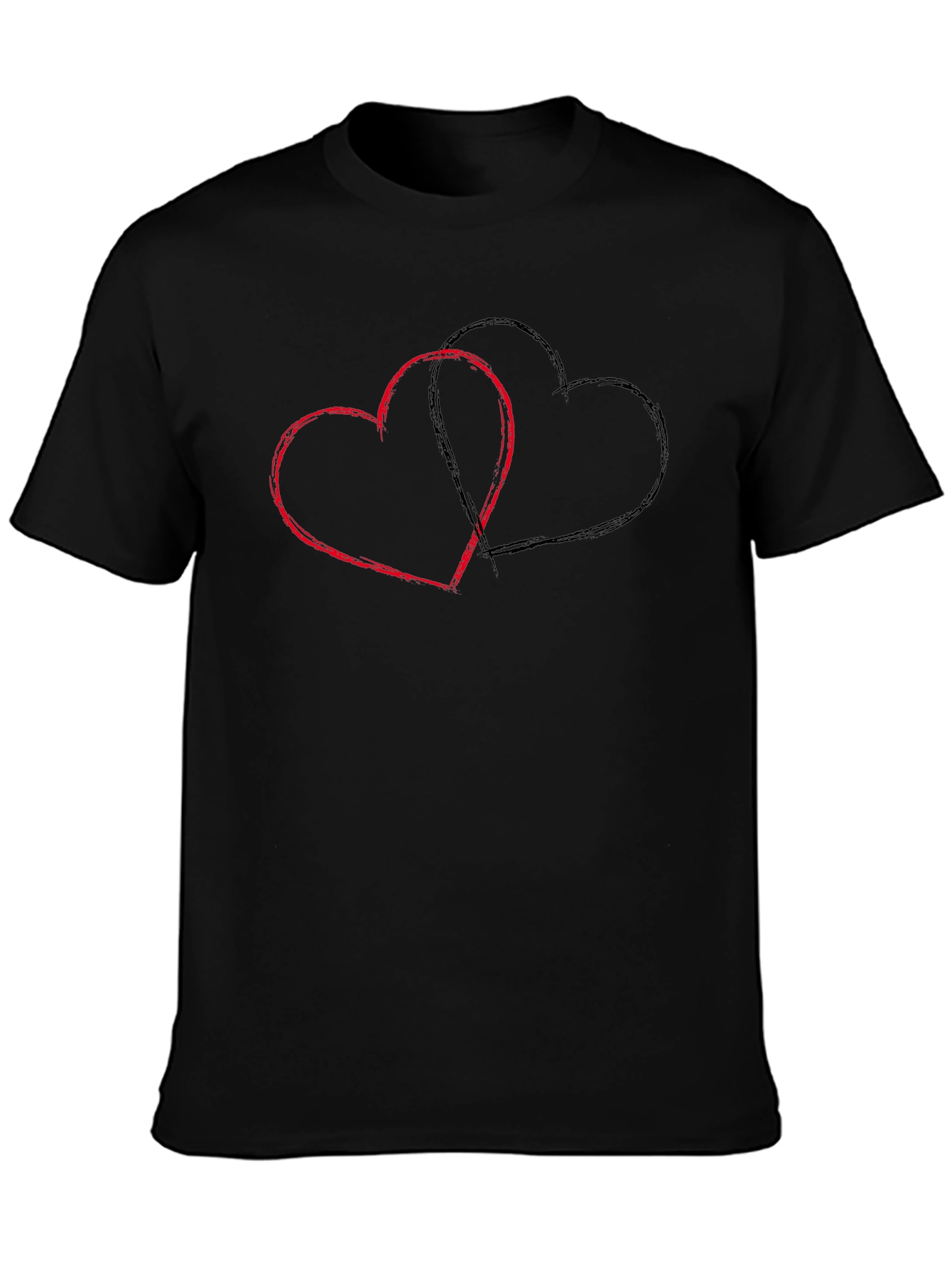 Mens Black T-Shirt with Heart Design