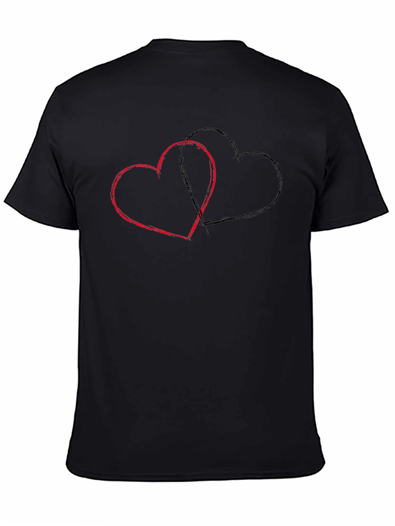 Mens Black T-Shirt with Heart Design
