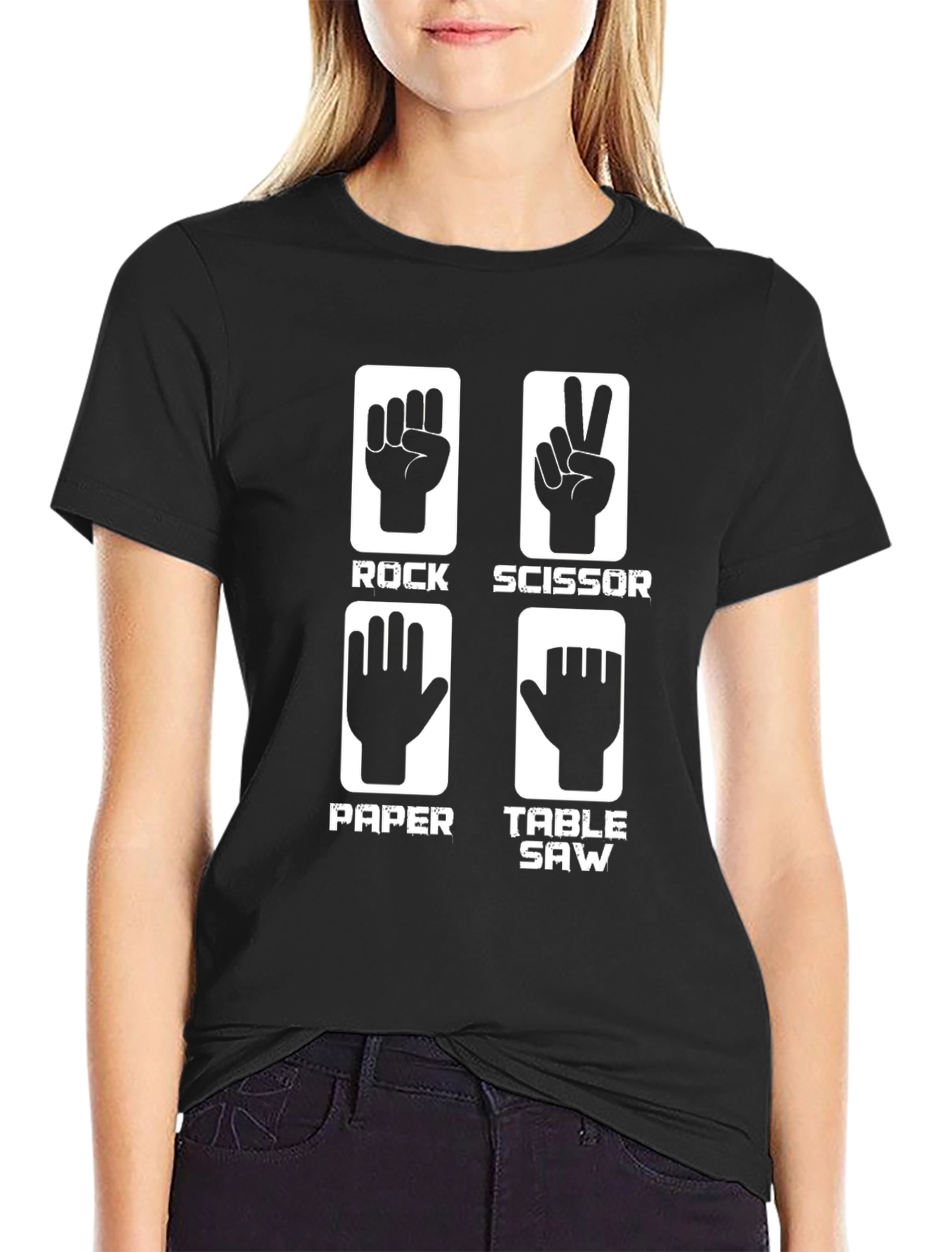 Rock Paper Scissors Table Saw Graphic Tee