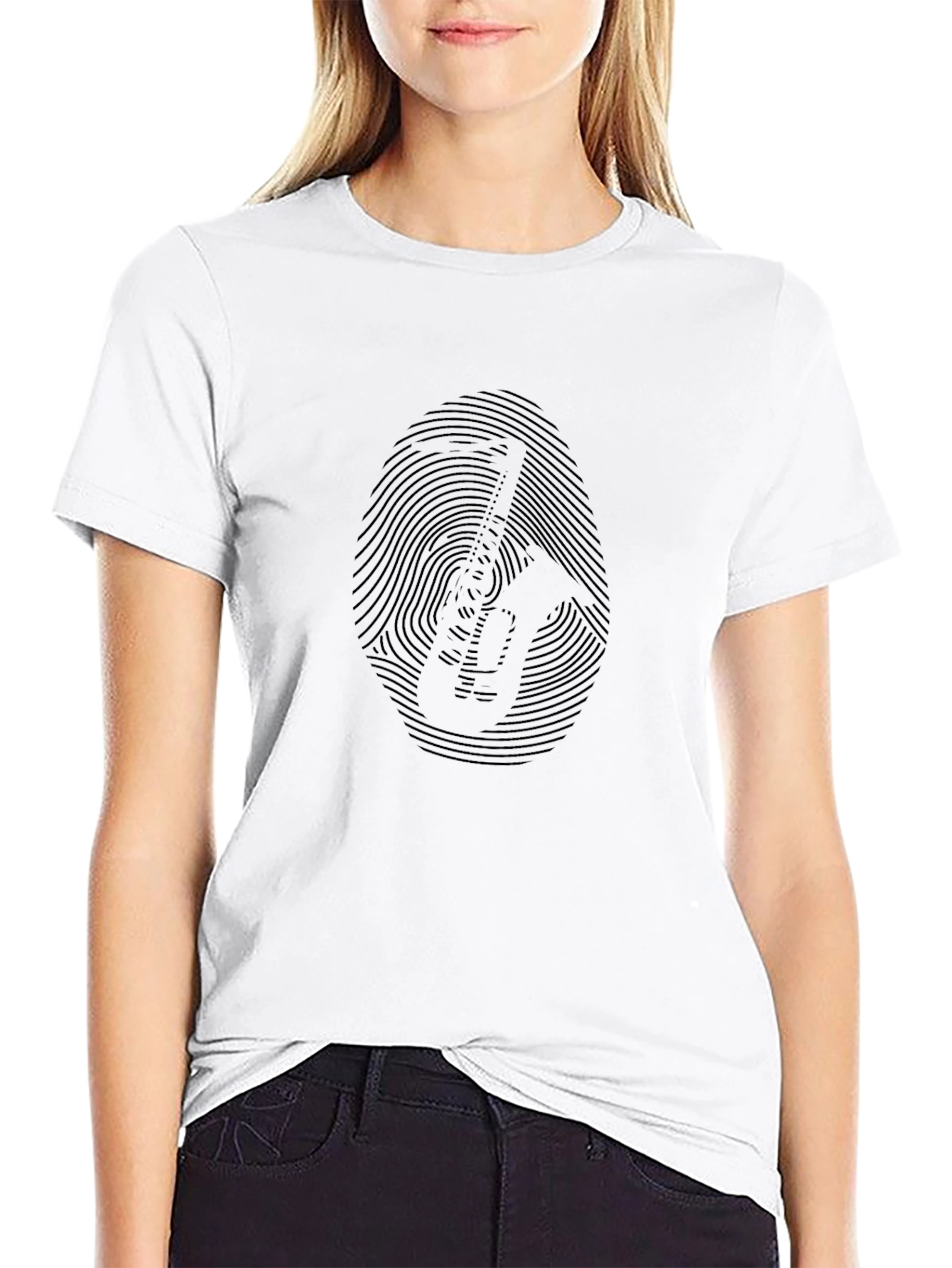 Fingerprint Guitar Player Graphic Tee - Black