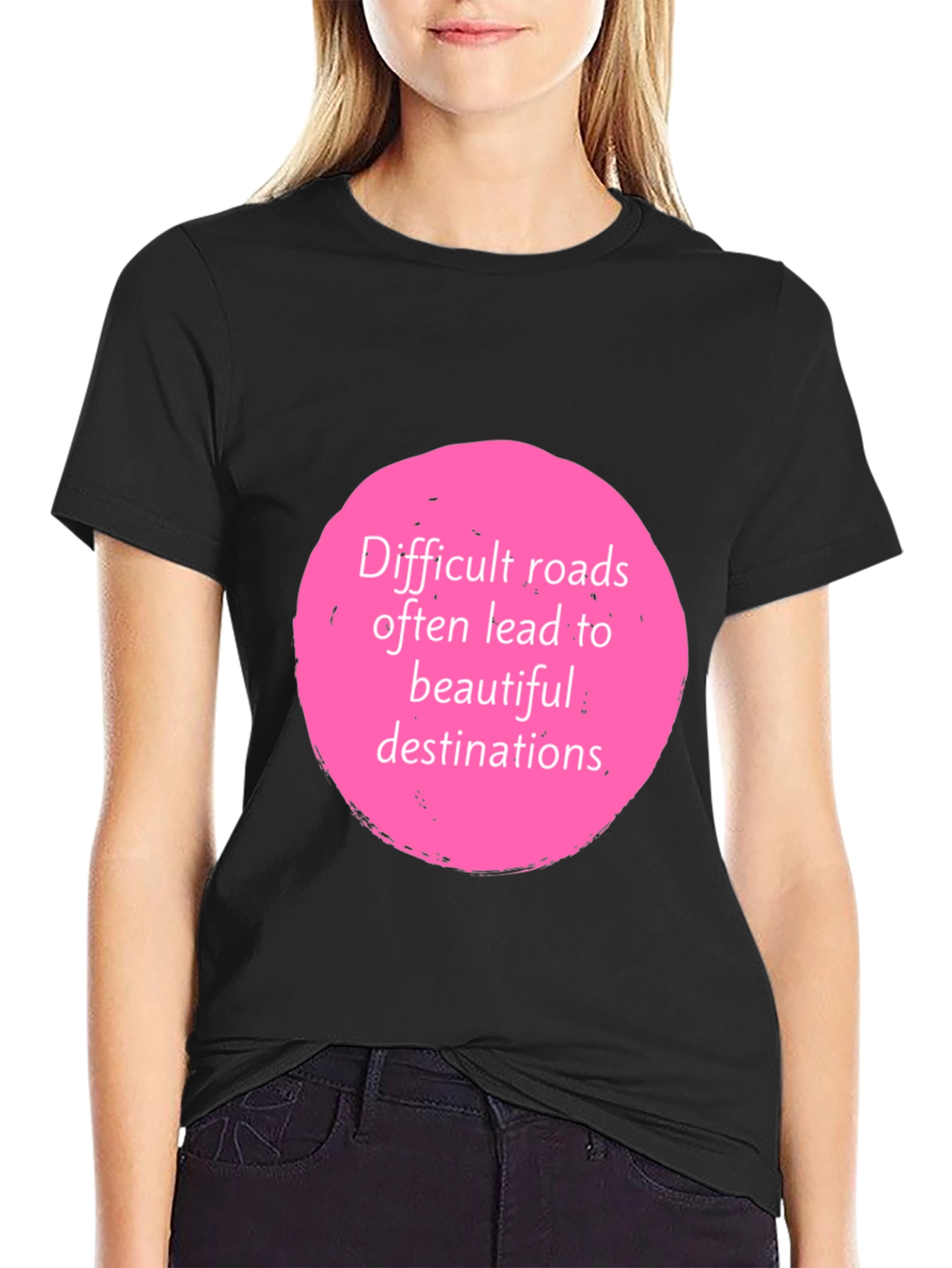 Motivational Quote Graphic Tee - Black