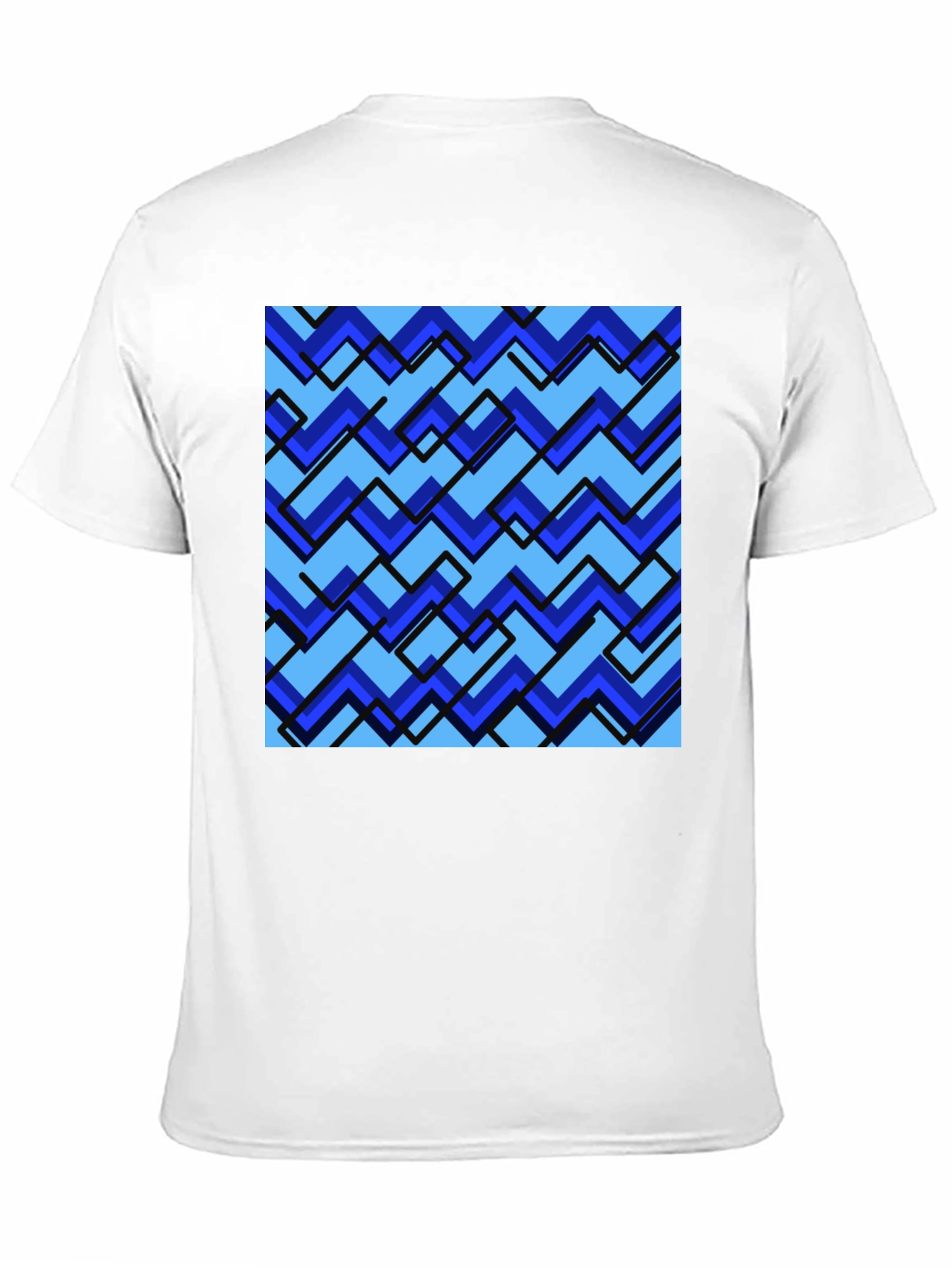 Blue Zig-Zag Pattern Graphic Tee - Stylish Comfort