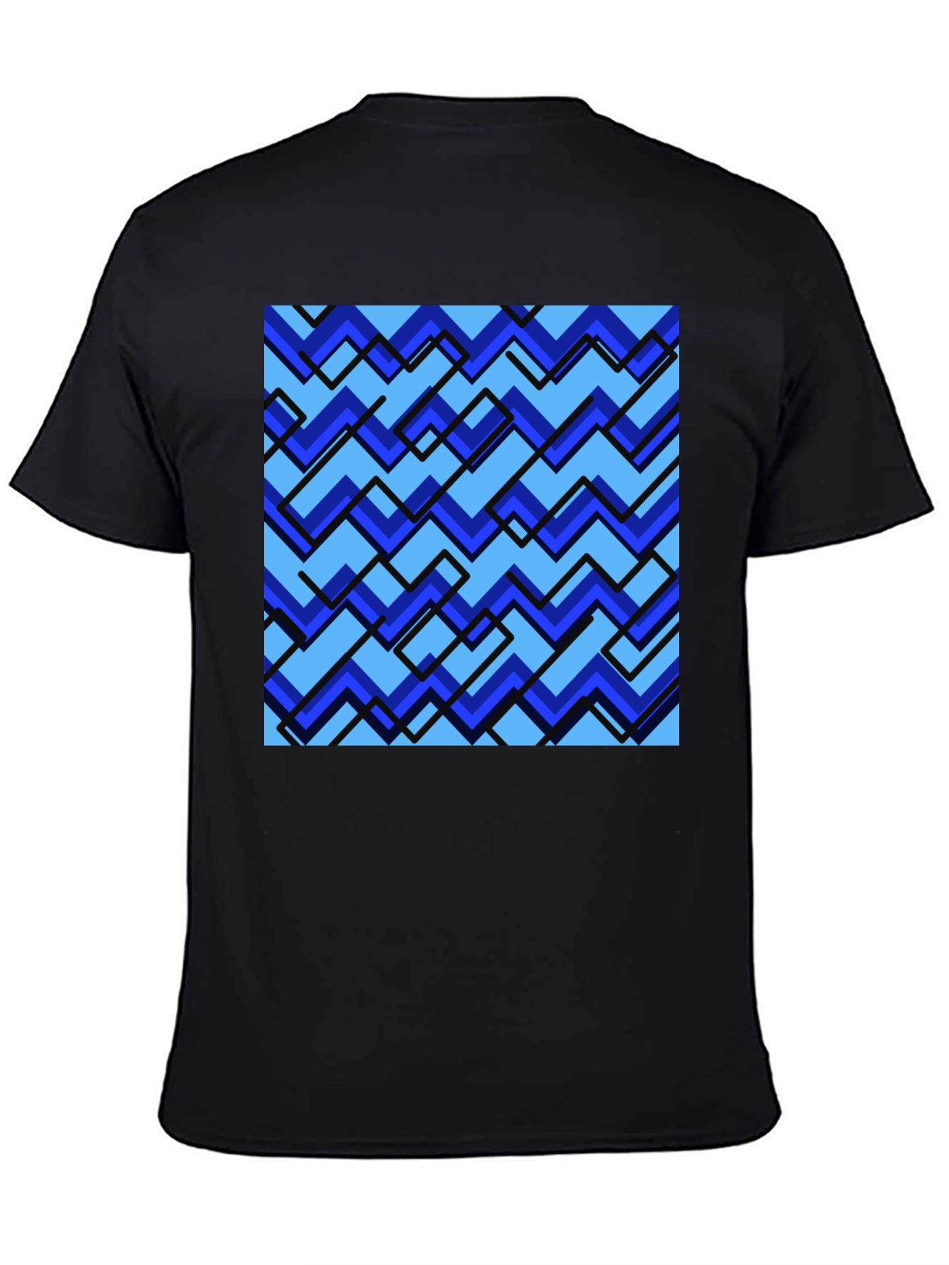 Blue Zig-Zag Pattern Graphic Tee - Stylish Comfort