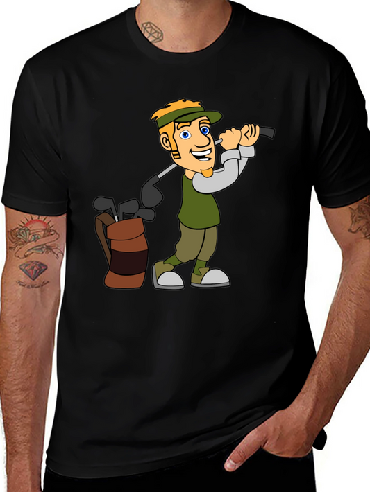 Golf Cartoon Graphic Tee - Black T-Shirt