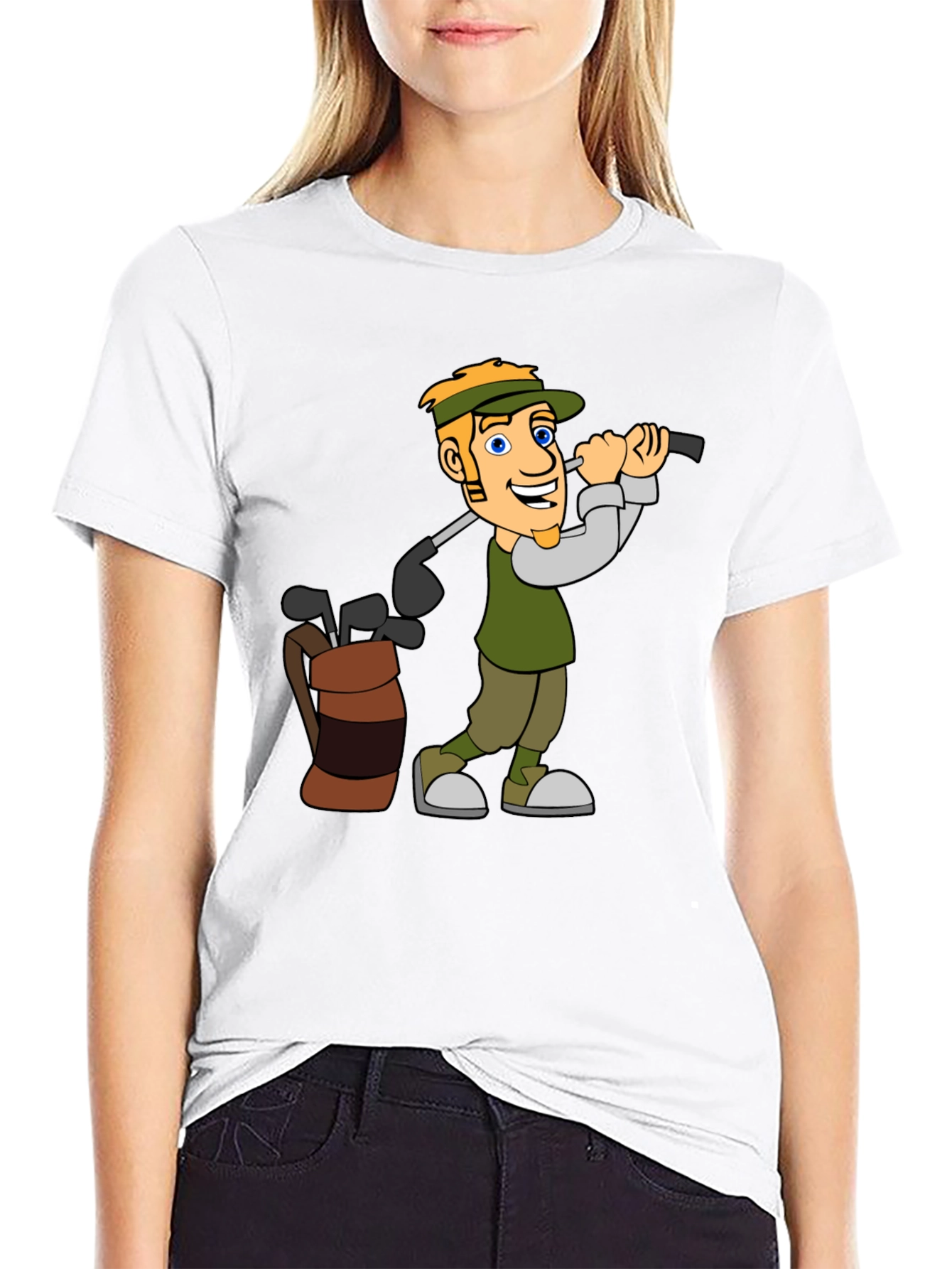Golf Cartoon Graphic Tee - Black T-Shirt