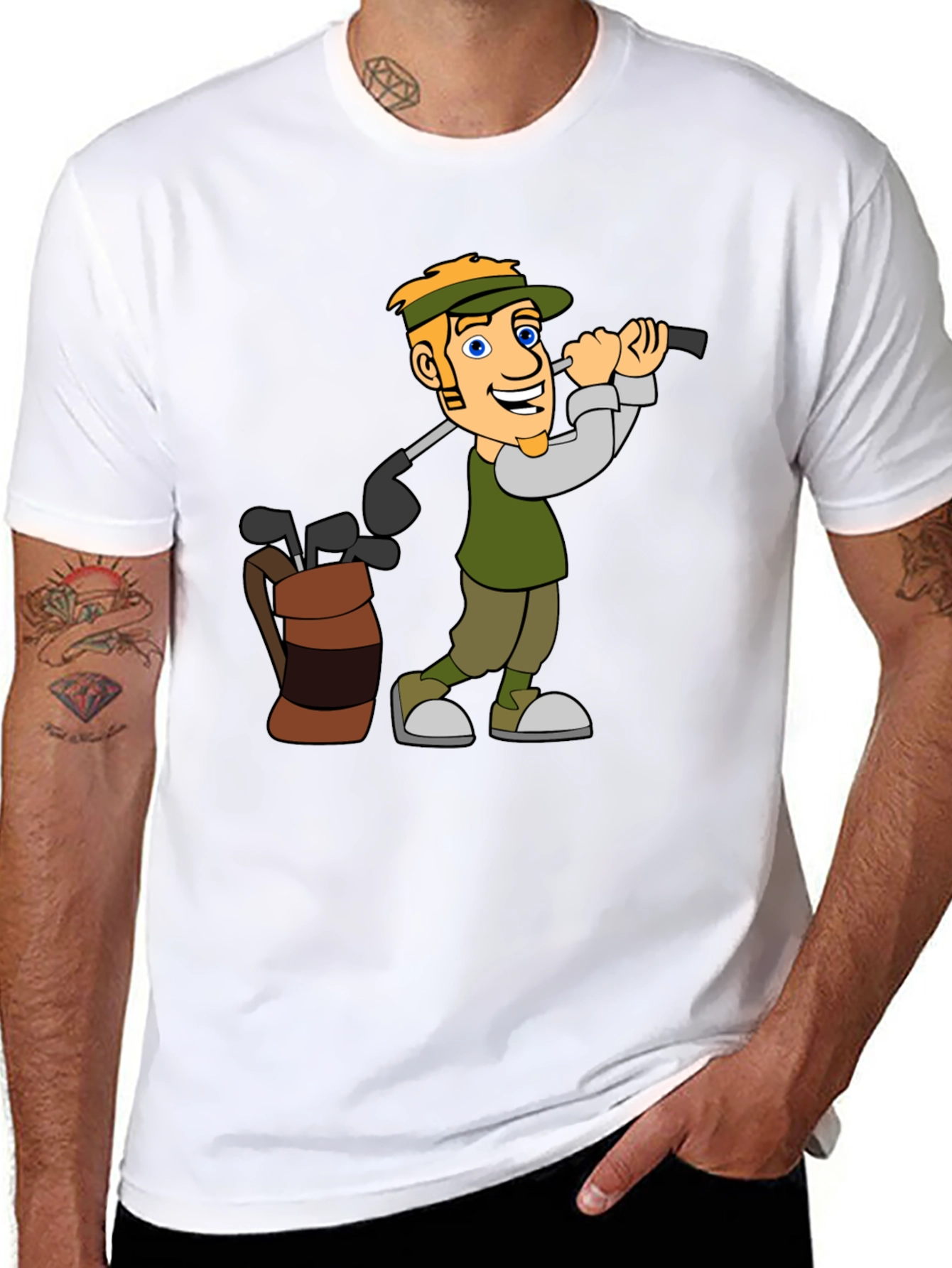 Golf Cartoon Graphic Tee - Black T-Shirt