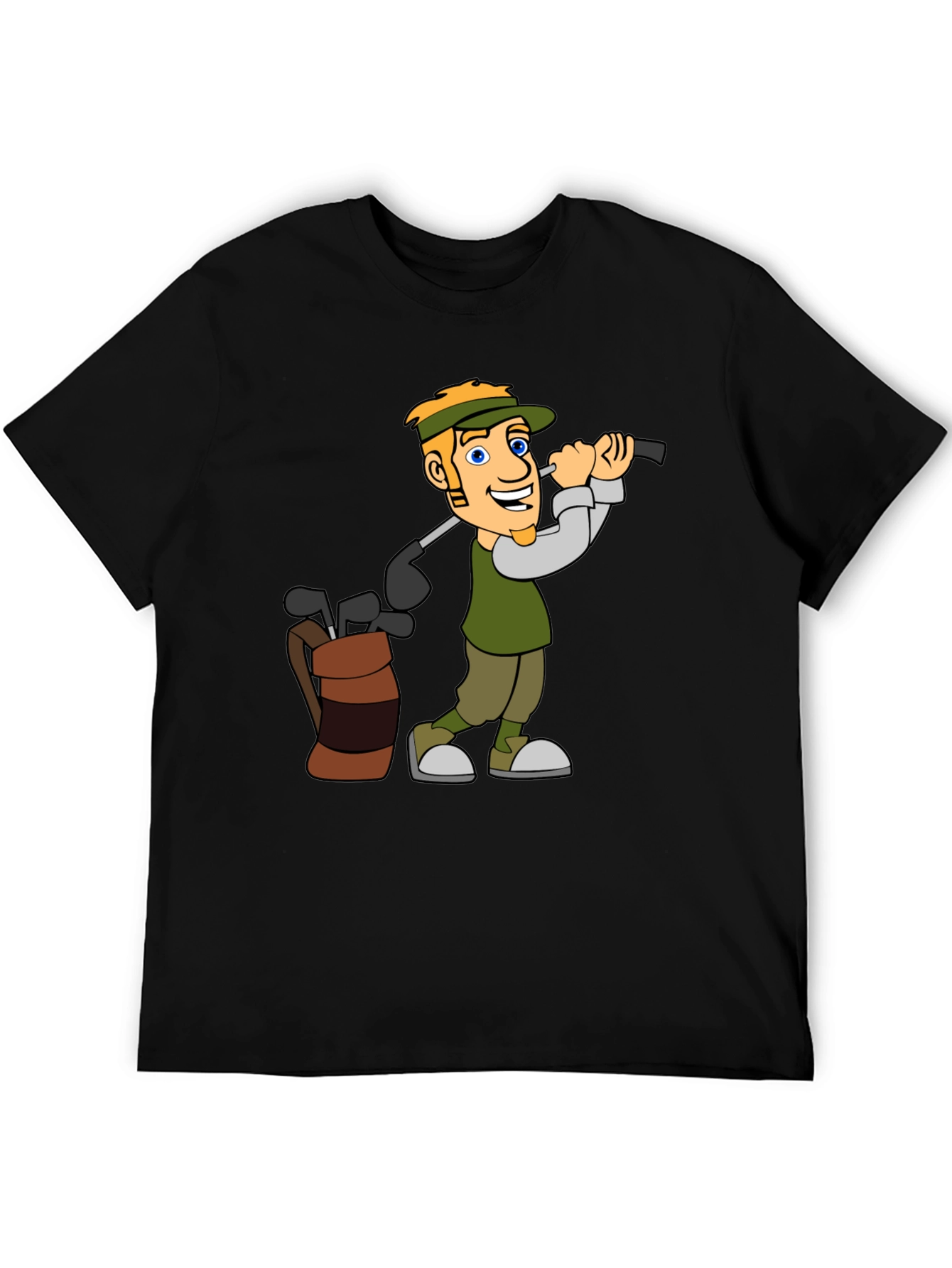 Golf Cartoon Graphic Tee - Black T-Shirt