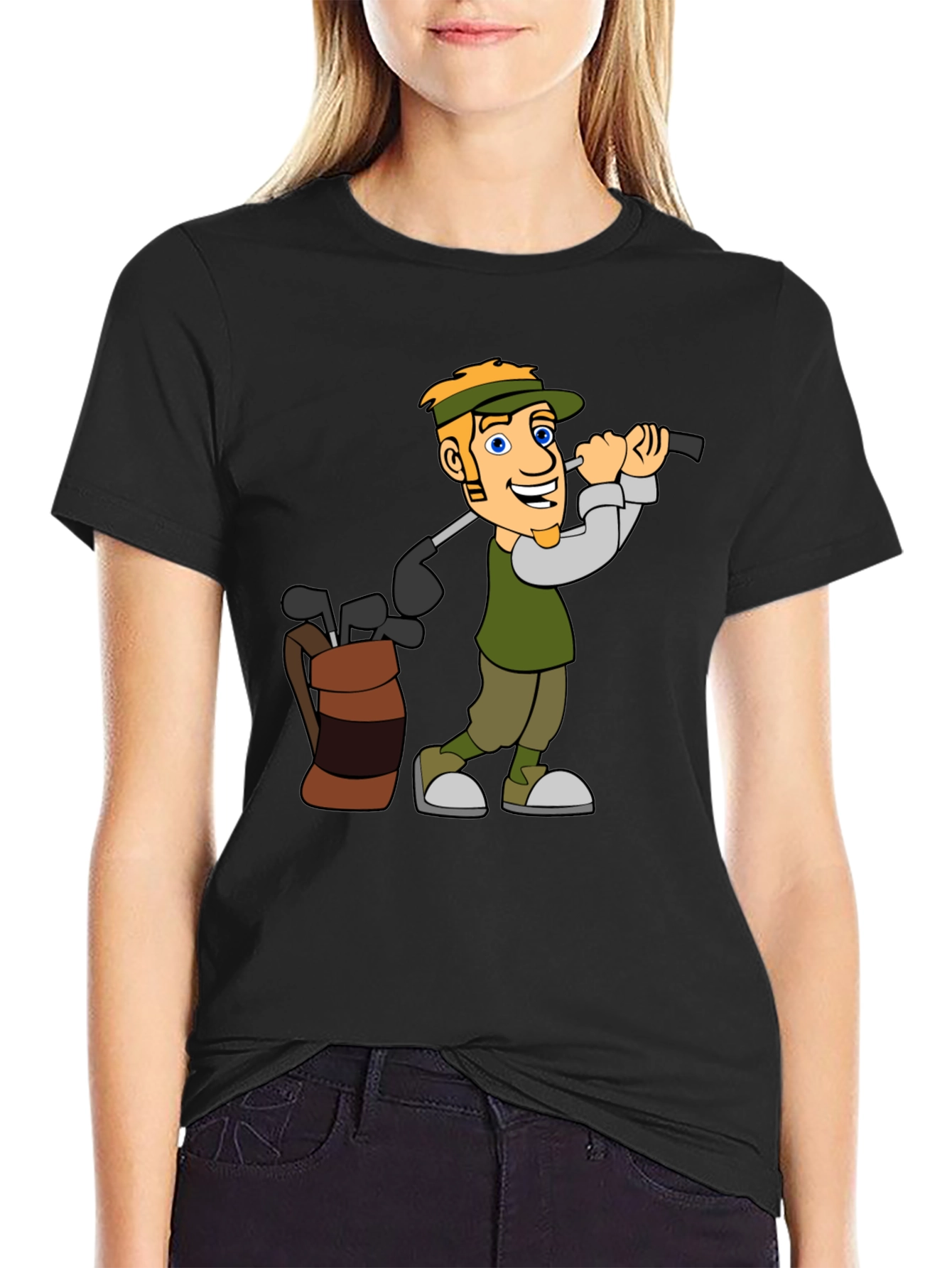 Golf Cartoon Graphic Tee - Black T-Shirt